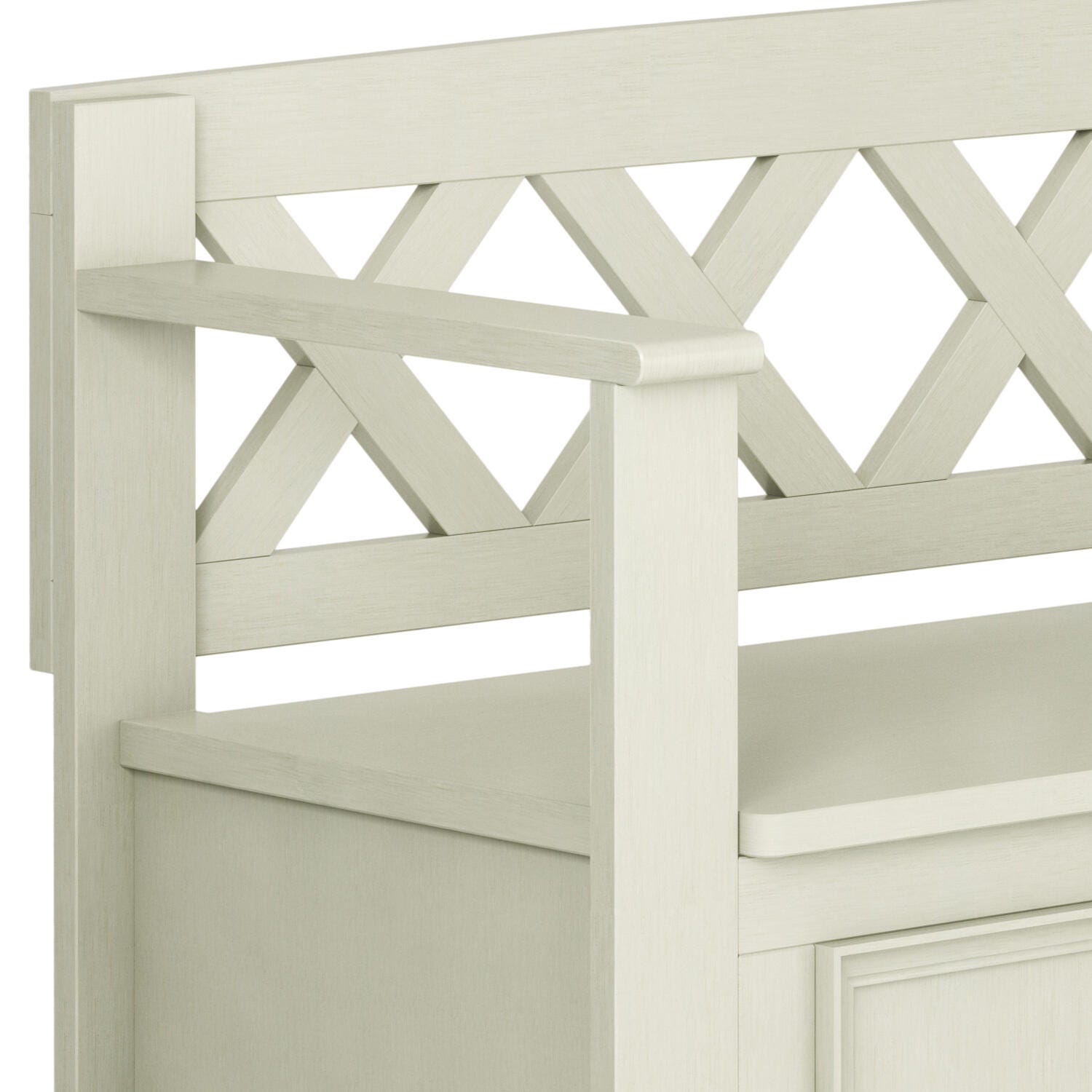Simpli Home Amherst Entryway Storage Bench, Antique White, large
