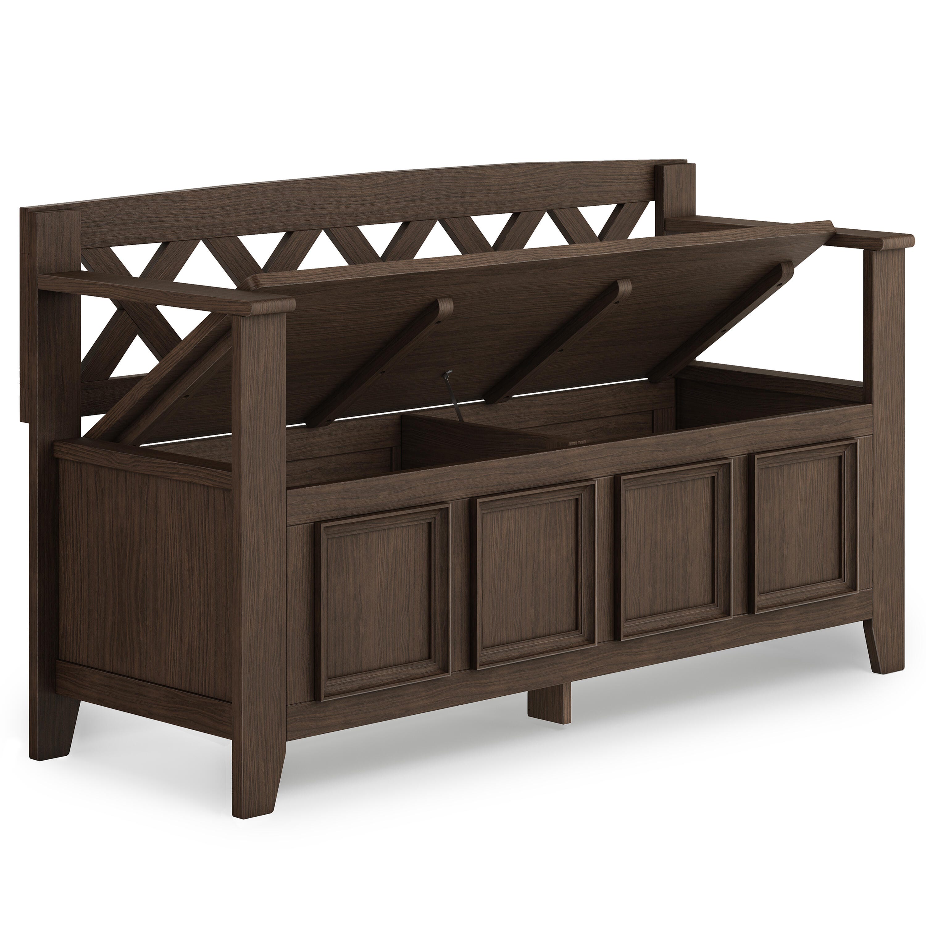 Simpli Home Amherst Entryway Storage Bench, Farmhouse Brown, large
