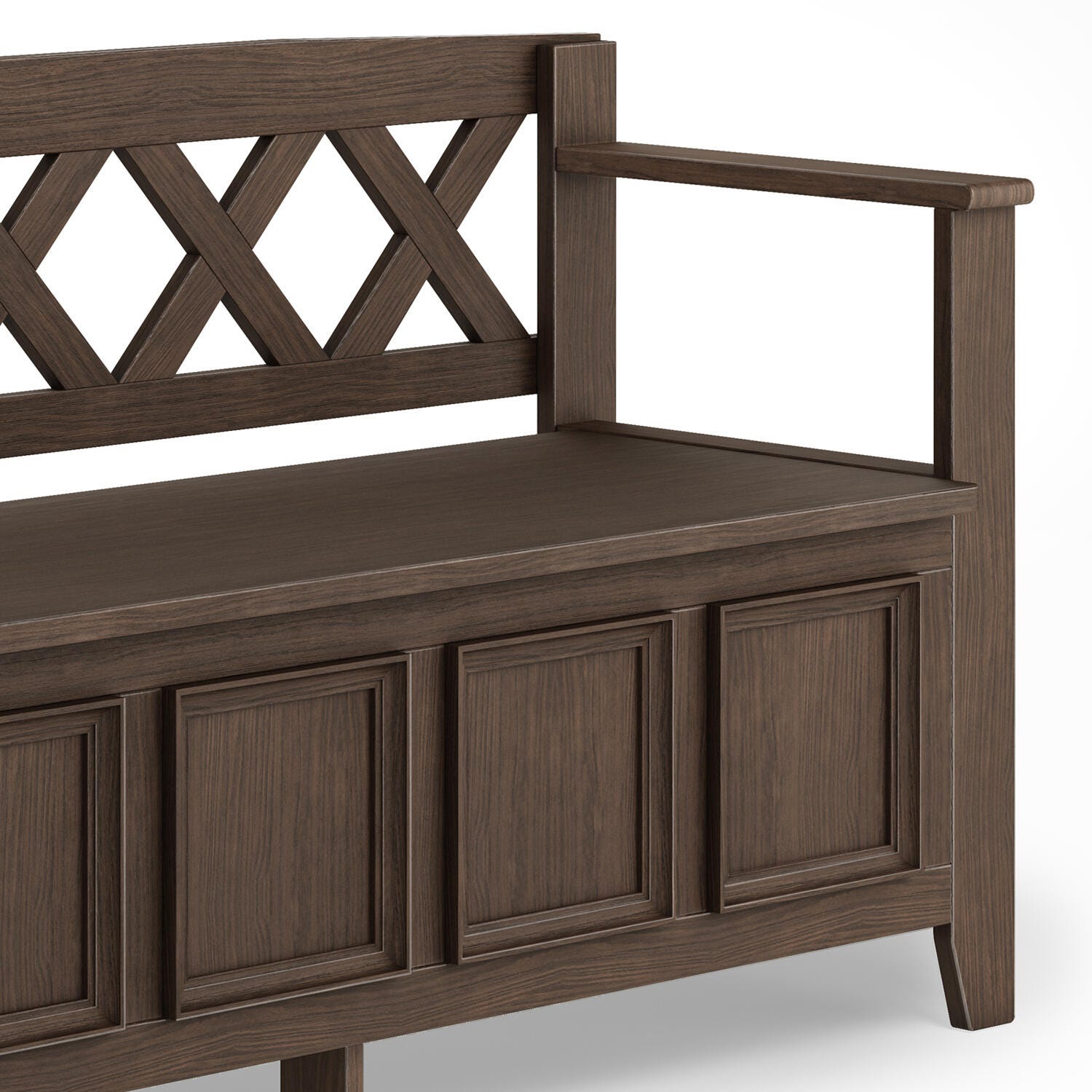 Simpli Home Amherst Entryway Storage Bench, Farmhouse Brown, large