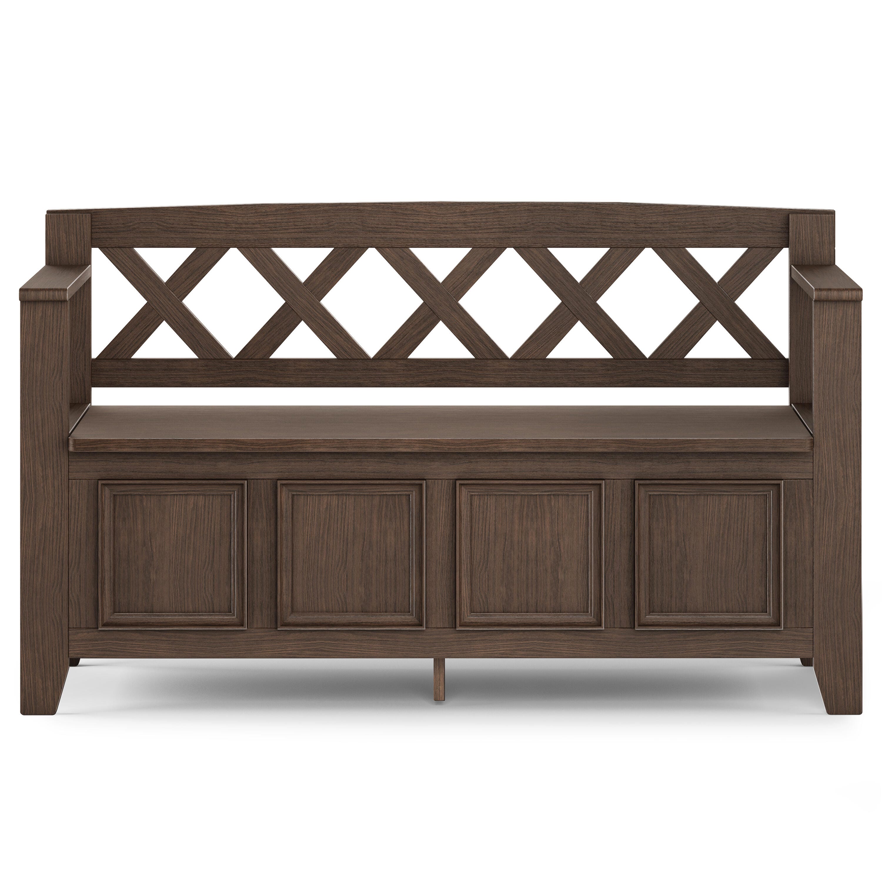 Simpli Home Amherst Entryway Storage Bench, Farmhouse Brown, large