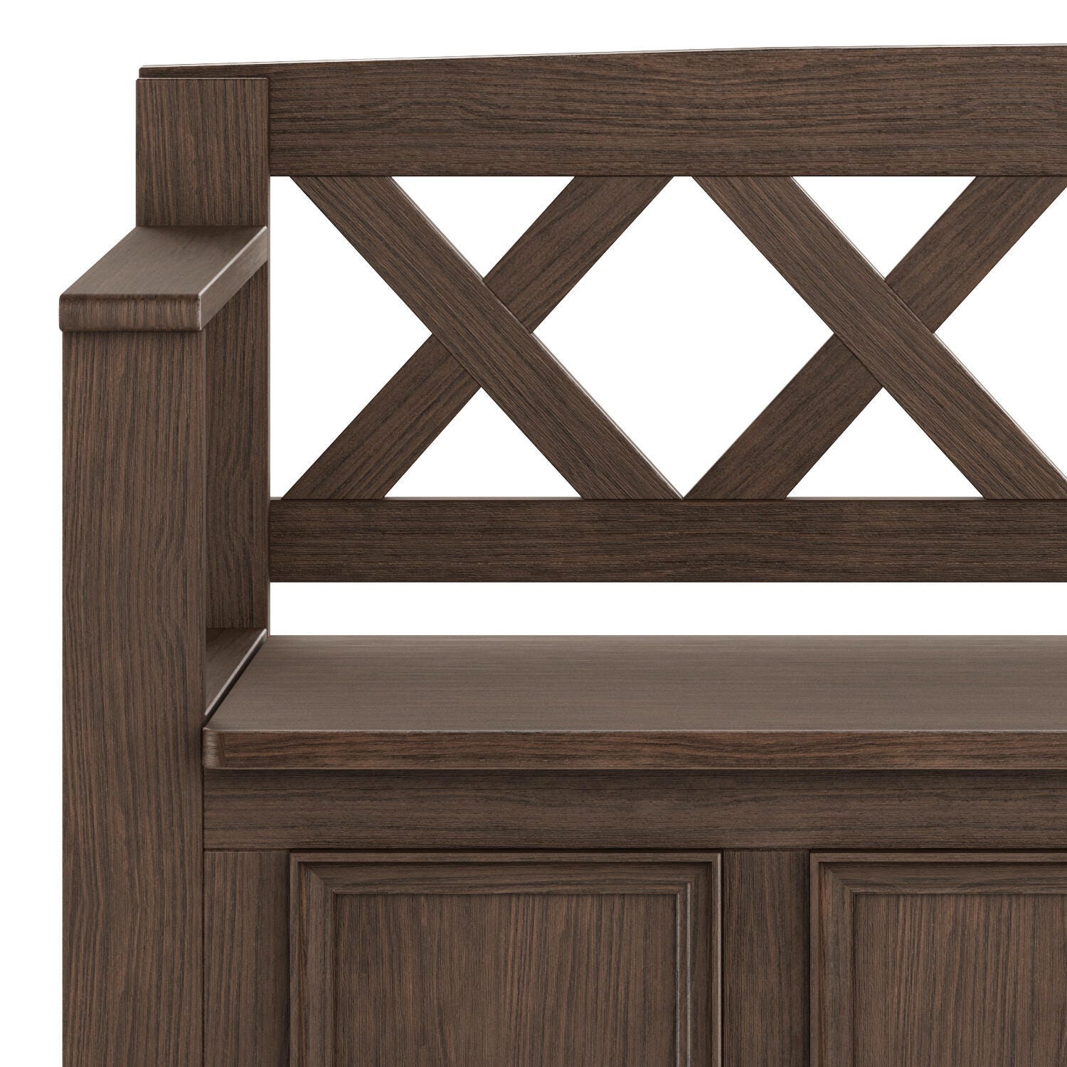 Simpli Home Amherst Entryway Storage Bench, Farmhouse Brown, large