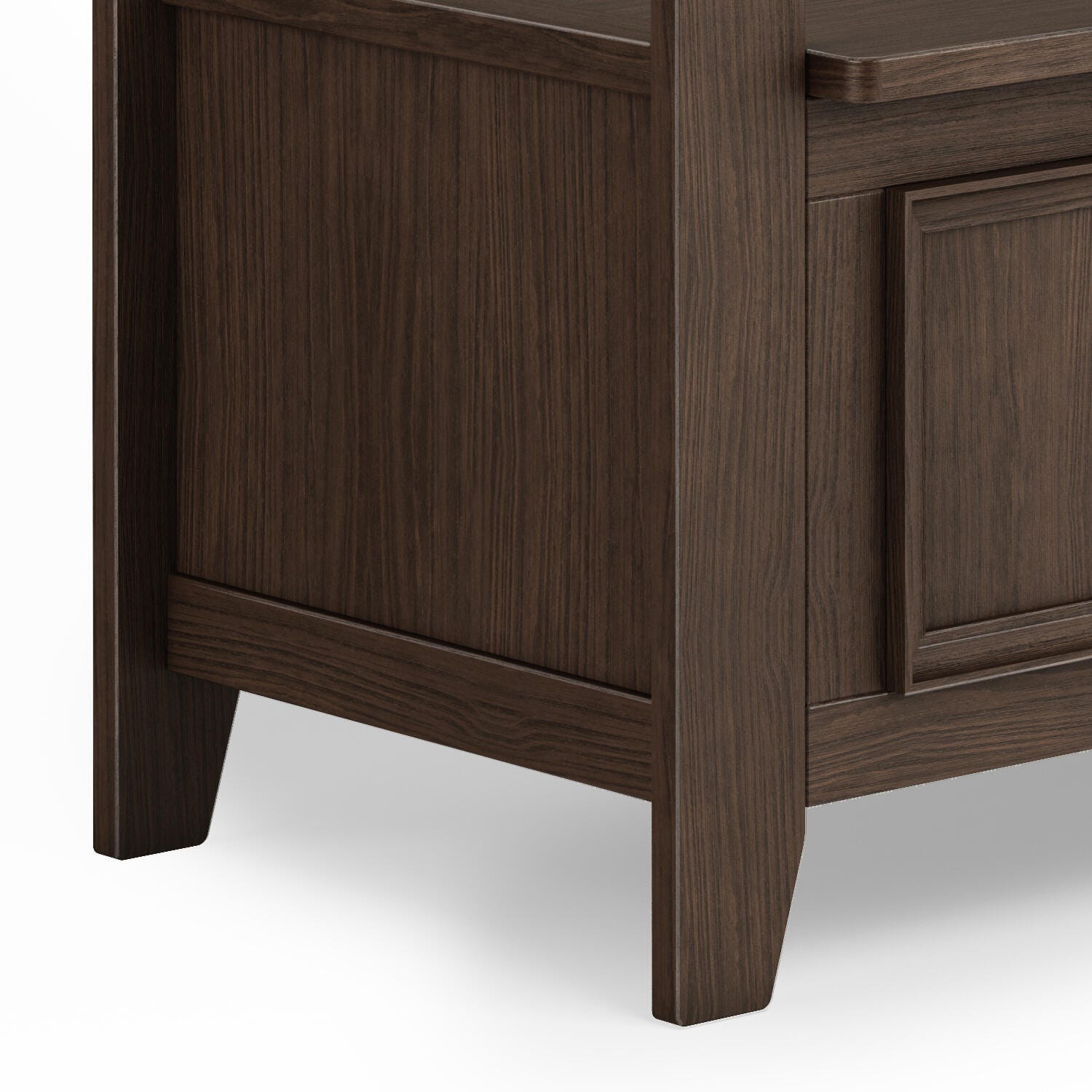 Simpli Home Amherst Entryway Storage Bench, Farmhouse Brown, large