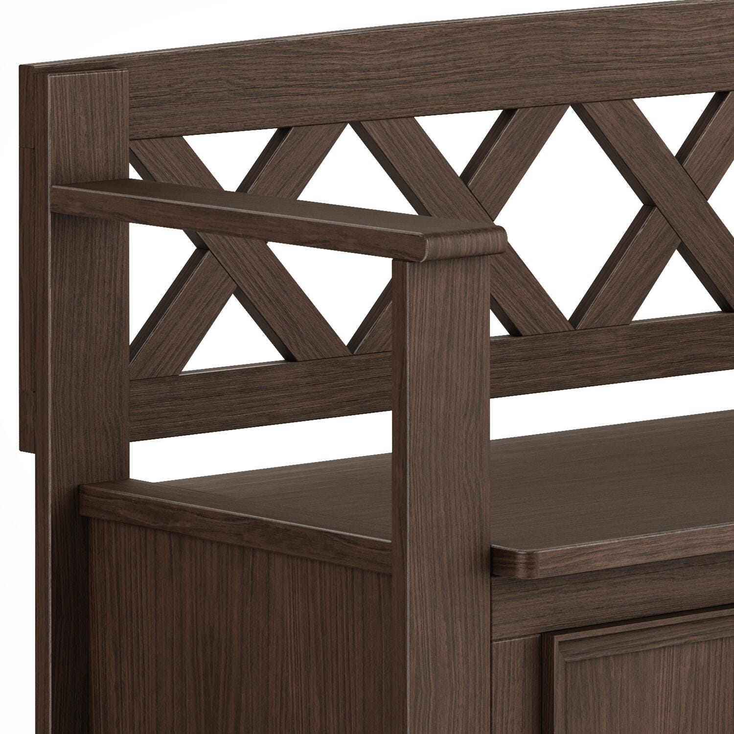 Simpli Home Amherst Entryway Storage Bench, Farmhouse Brown, large