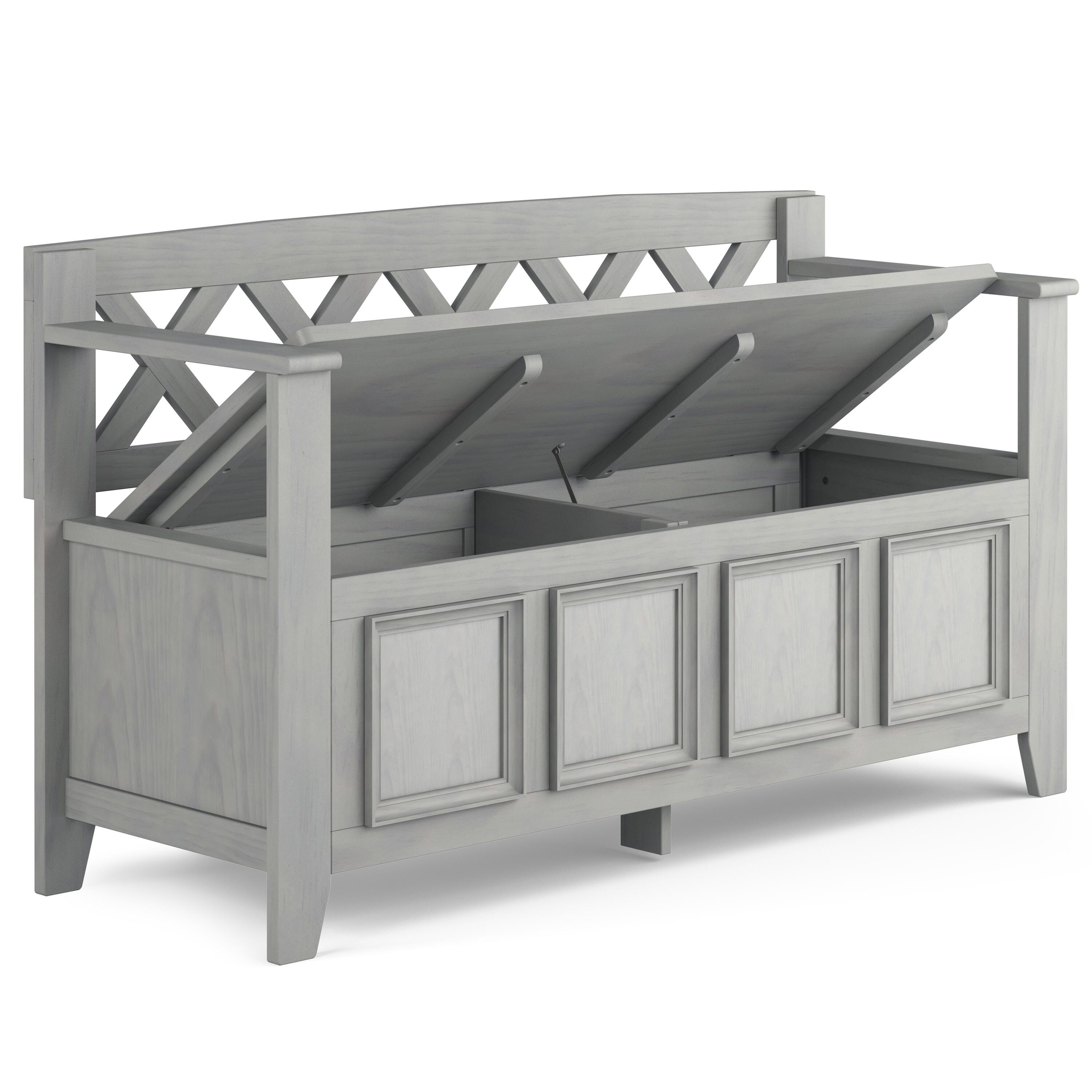 Simpli Home Amherst Entryway Storage Bench, Fog Gray, large