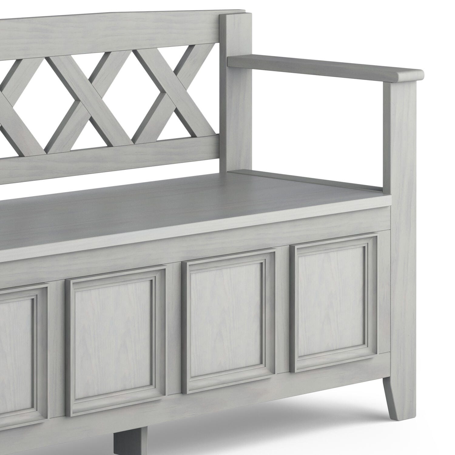 Simpli Home Amherst Entryway Storage Bench, Fog Gray, large