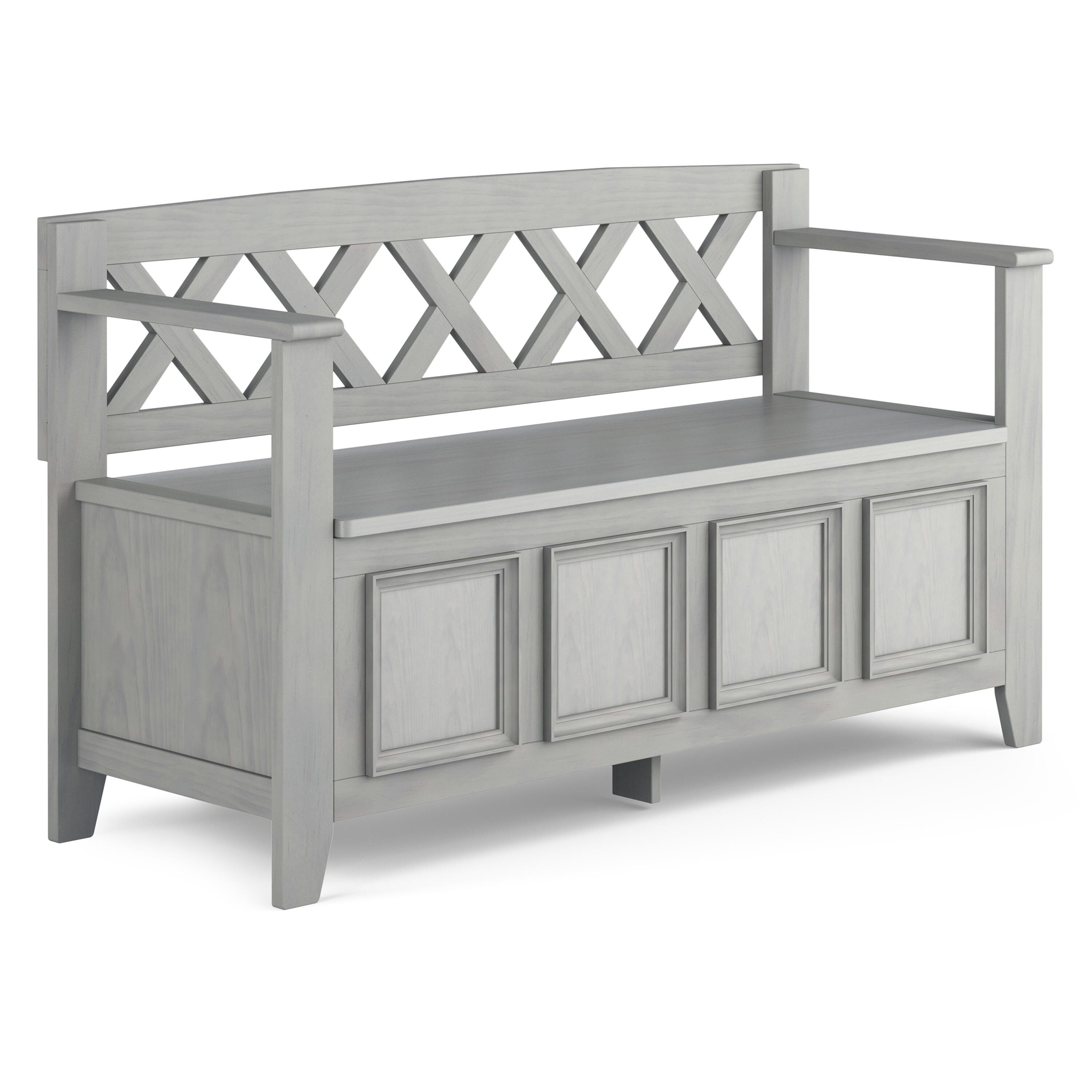 Simpli Home Amherst Entryway Storage Bench, Fog Gray, large