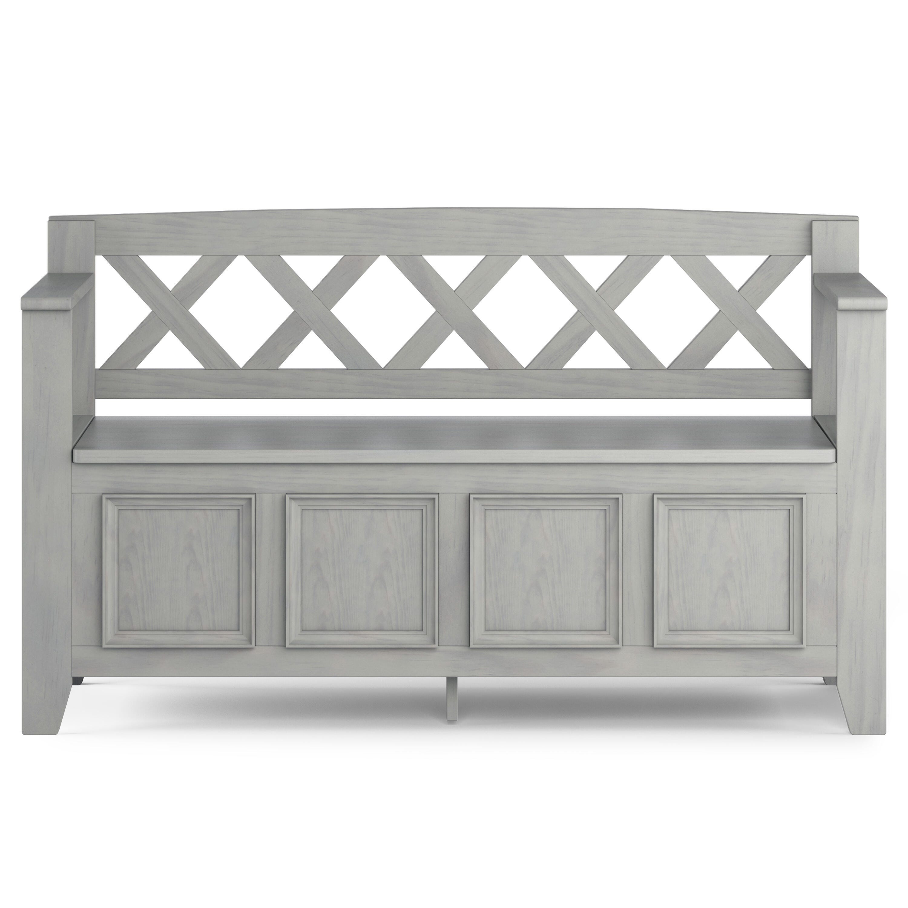 Simpli Home Amherst Entryway Storage Bench, Fog Gray, large