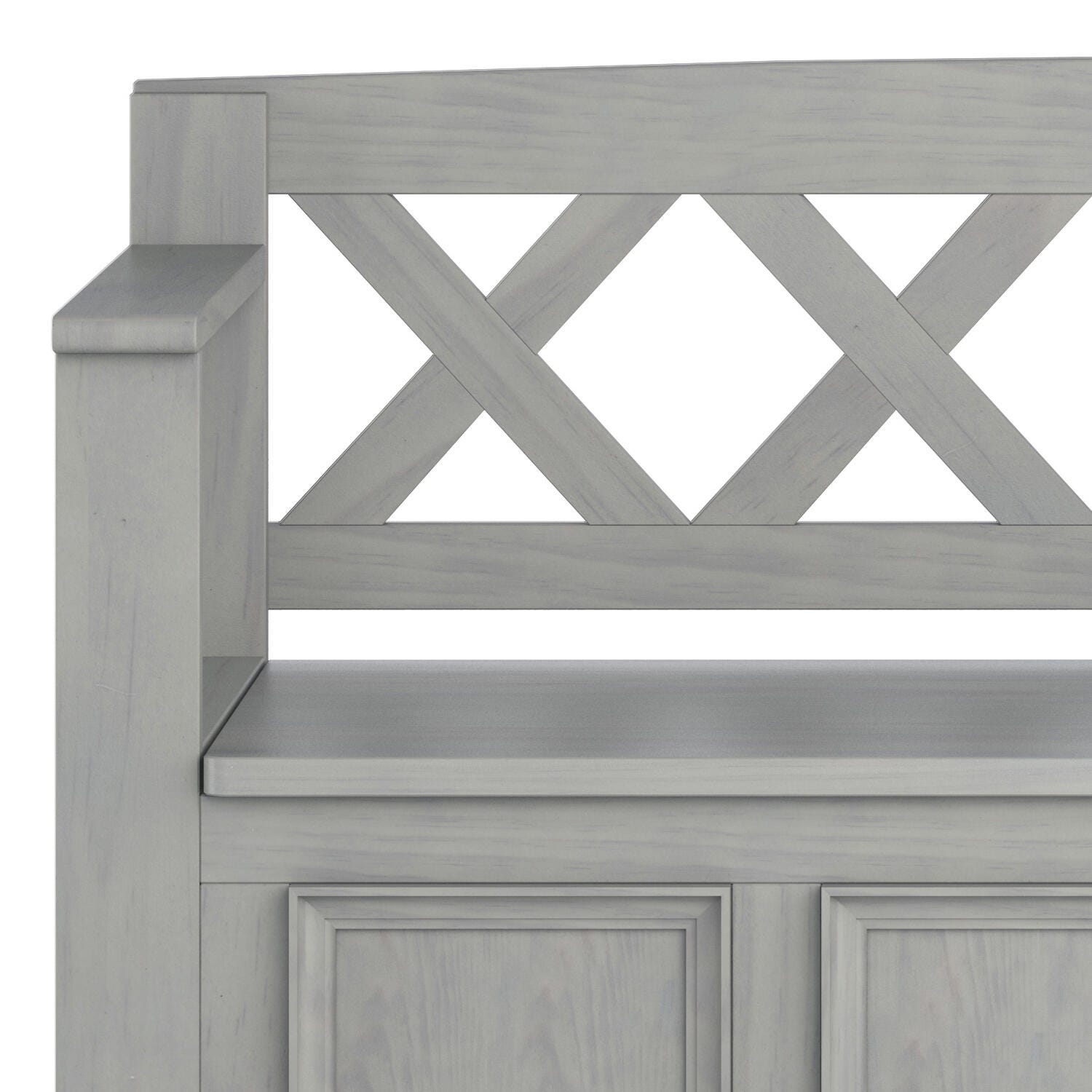 Simpli Home Amherst Entryway Storage Bench, Fog Gray, large