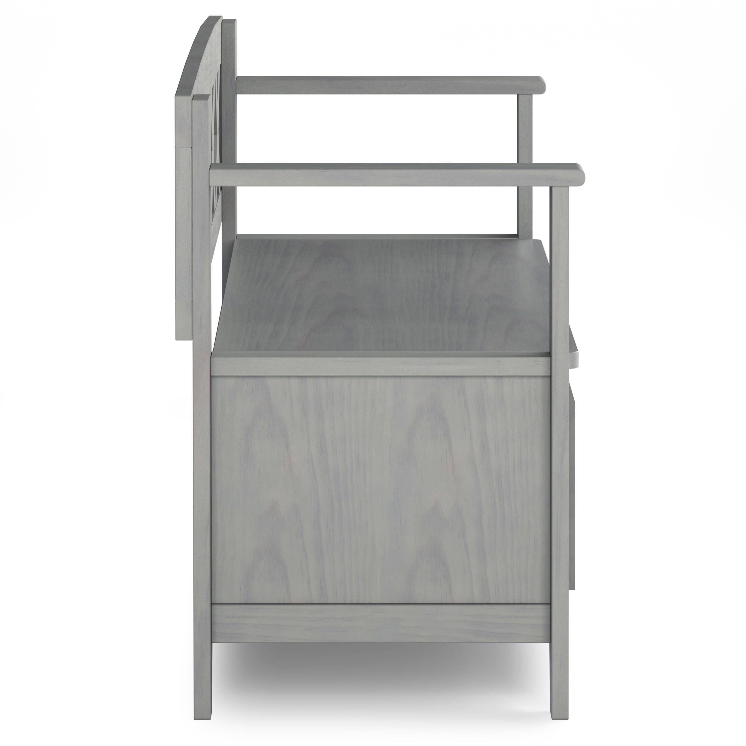 Simpli Home Amherst Entryway Storage Bench, Fog Gray, large