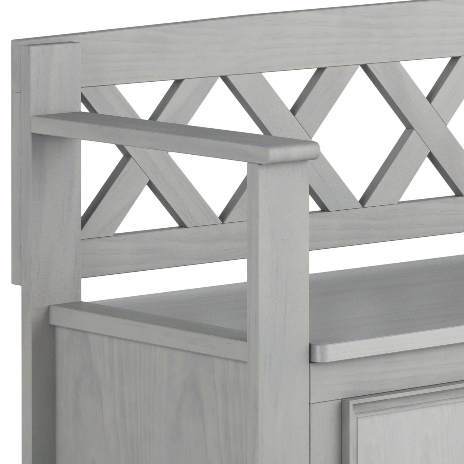 Simpli Home Amherst Entryway Storage Bench, Fog Gray, large