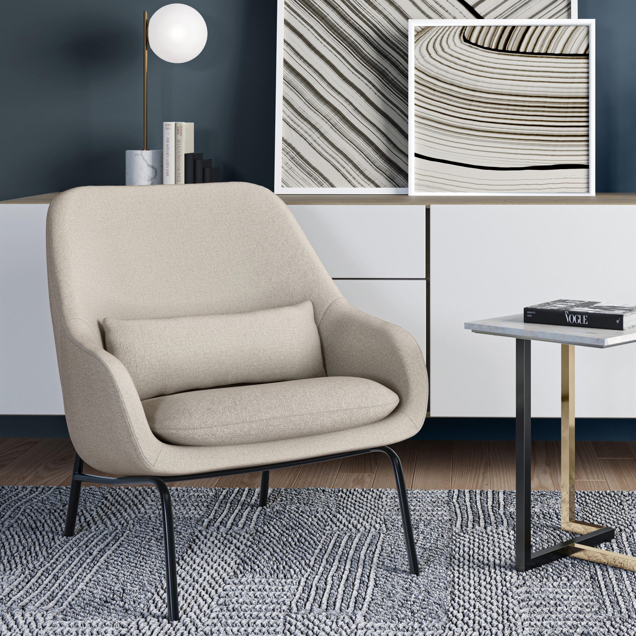 Simpli Home Elmont Accent Chair, Natural, rollover