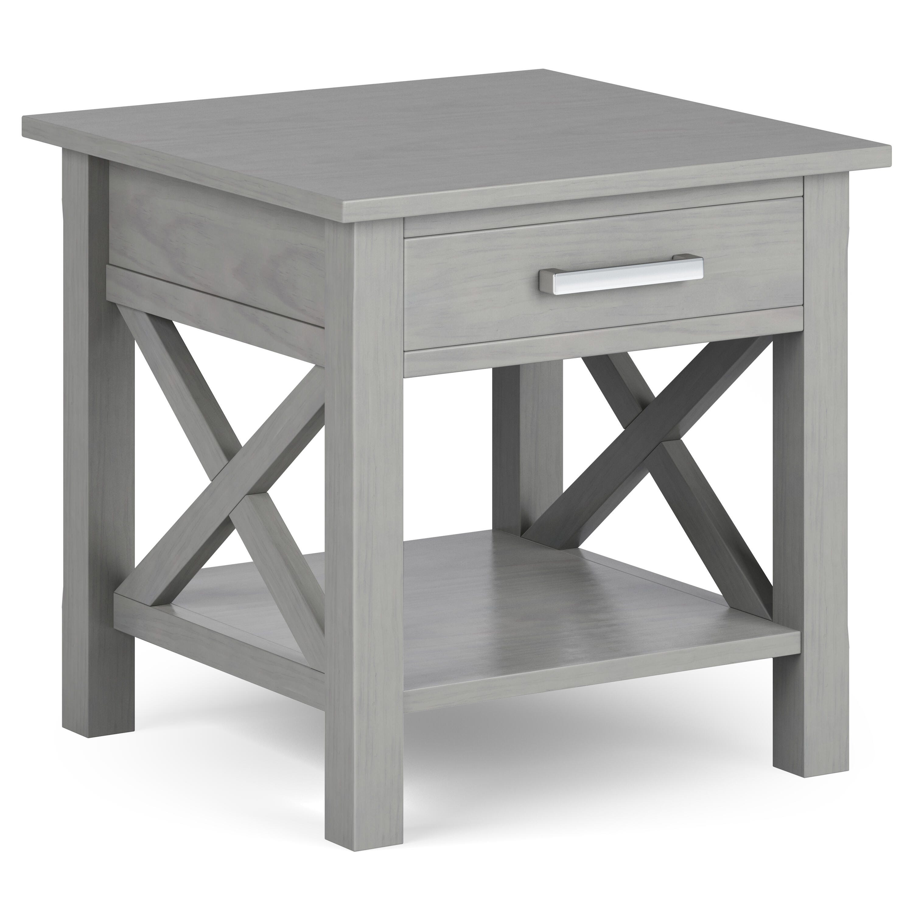 Simpli Home Kitchener End Table, Fog Gray, large
