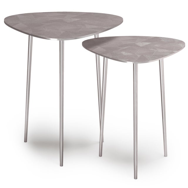 Simpli Home Shelton 2 Piece Nesting End Table, Nickel
