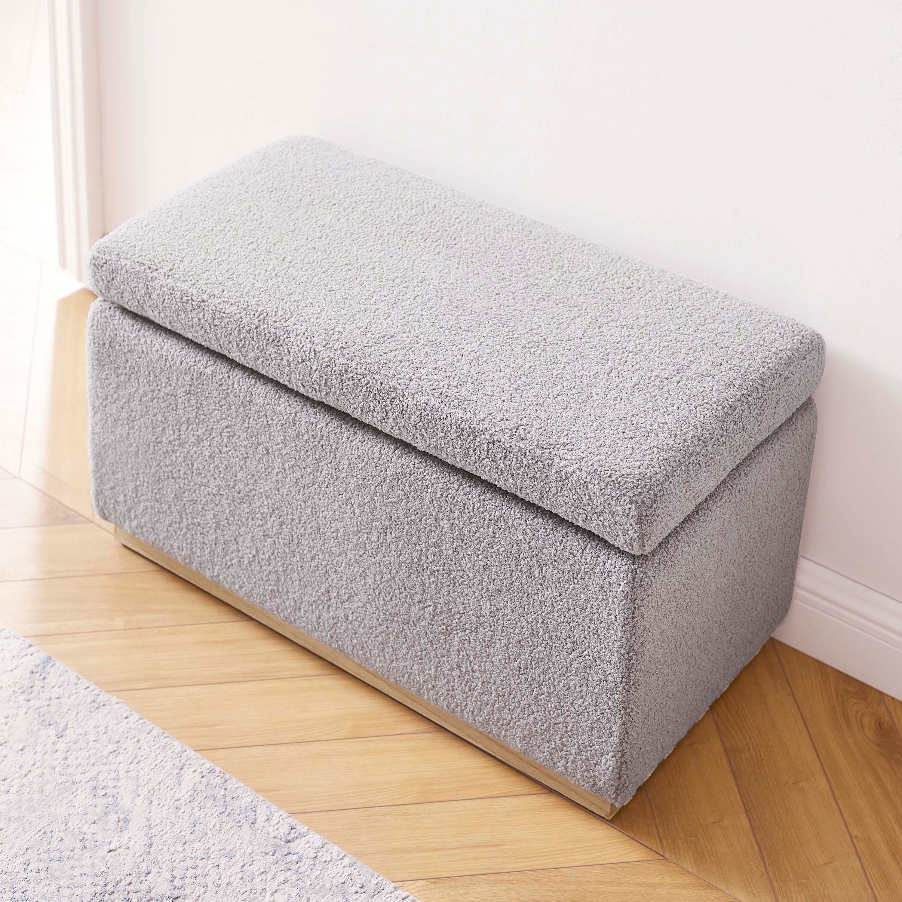 Linon Bridget Bridget Rectangle Ottoman, Light Gray, large