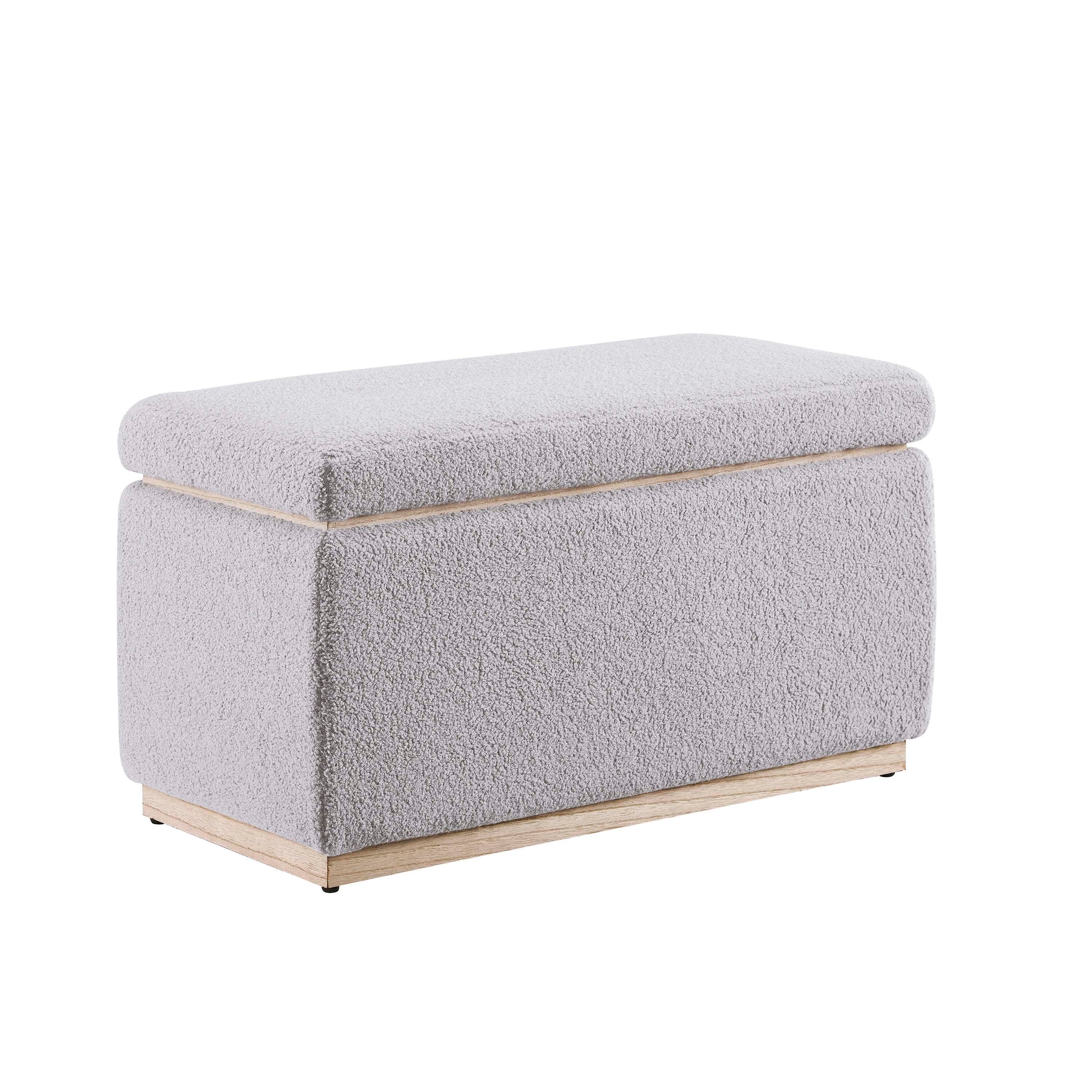 Linon Bridget Bridget Rectangle Ottoman, Light Gray, large