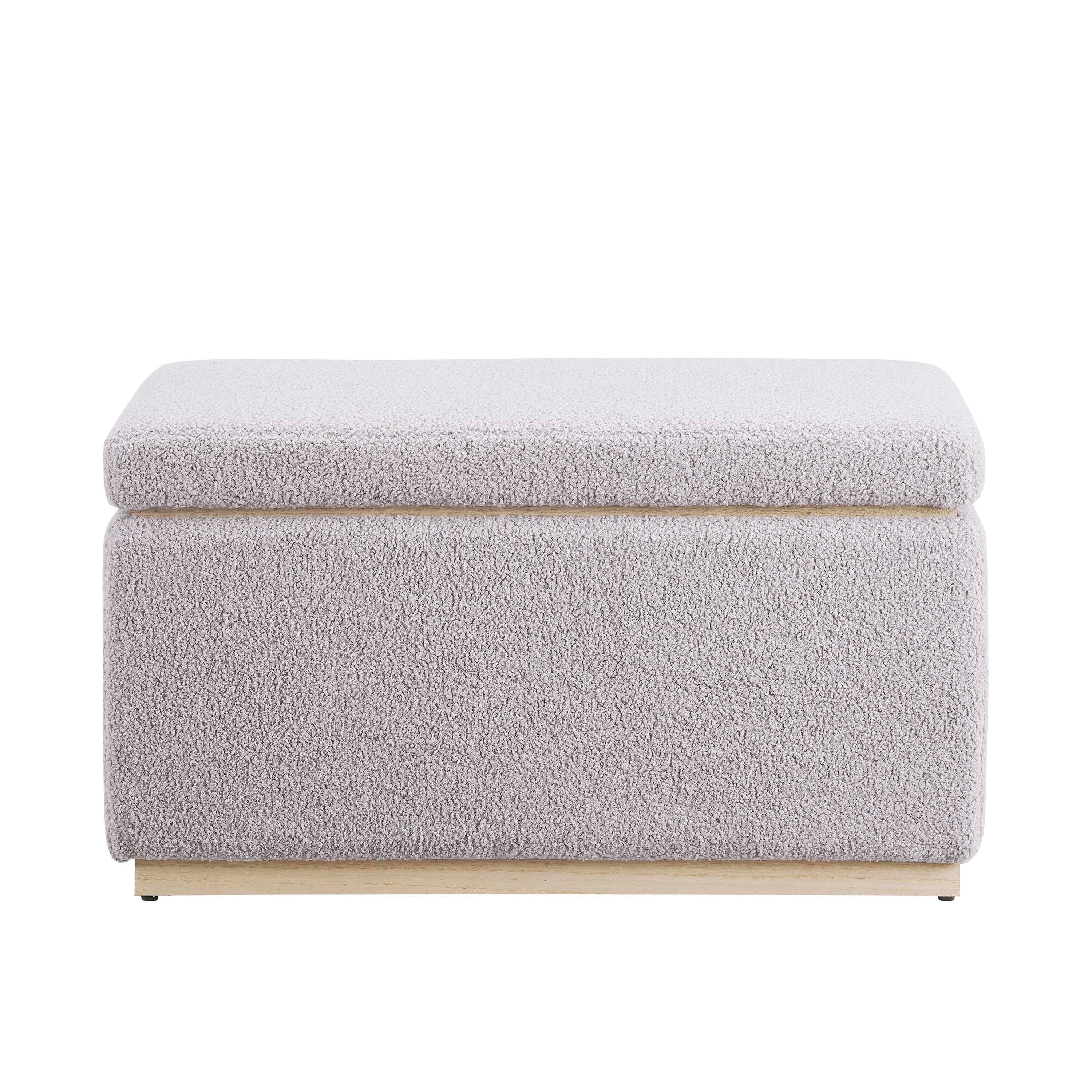Linon Bridget Bridget Rectangle Ottoman, Light Gray, large