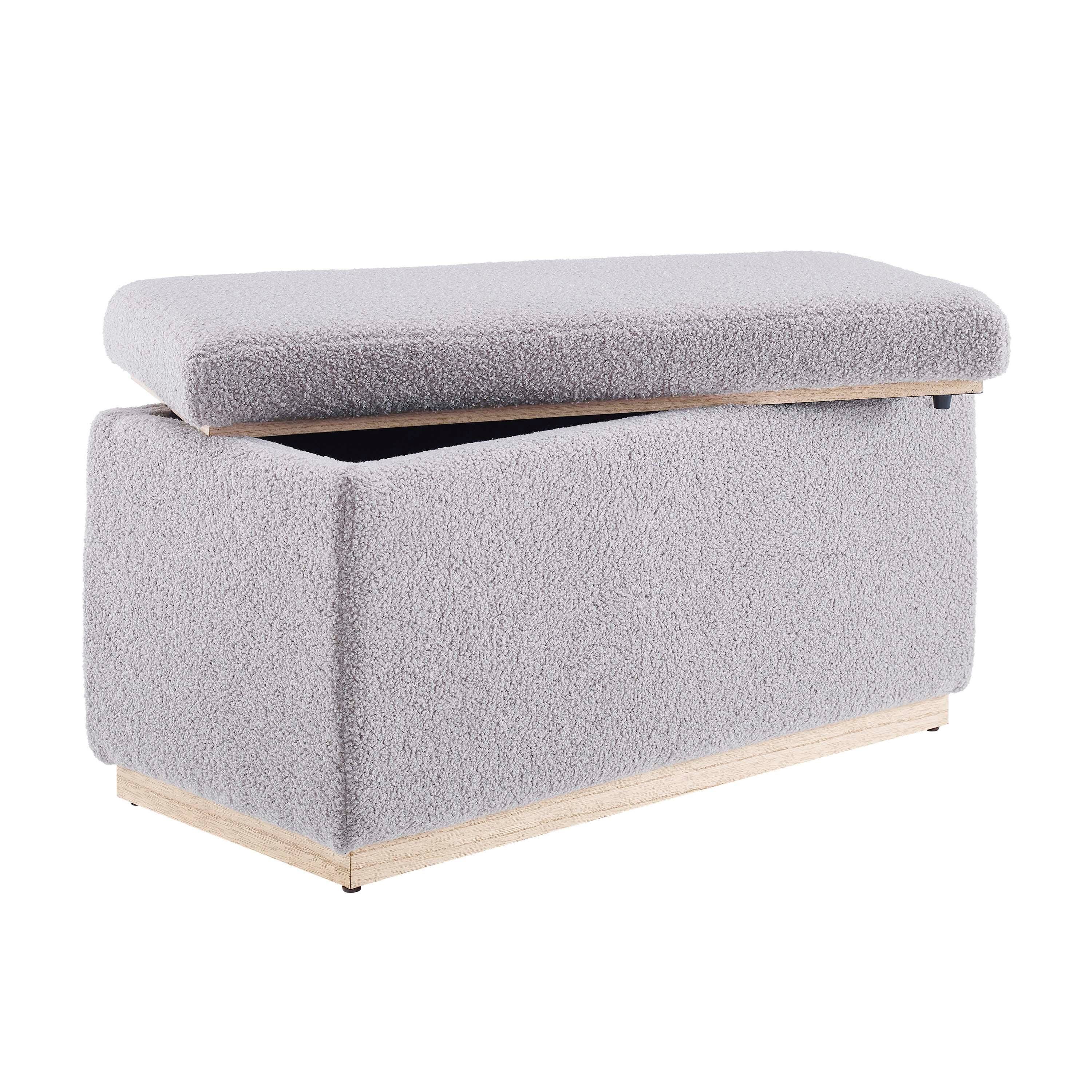 Linon Bridget Bridget Rectangle Ottoman, Light Gray, large