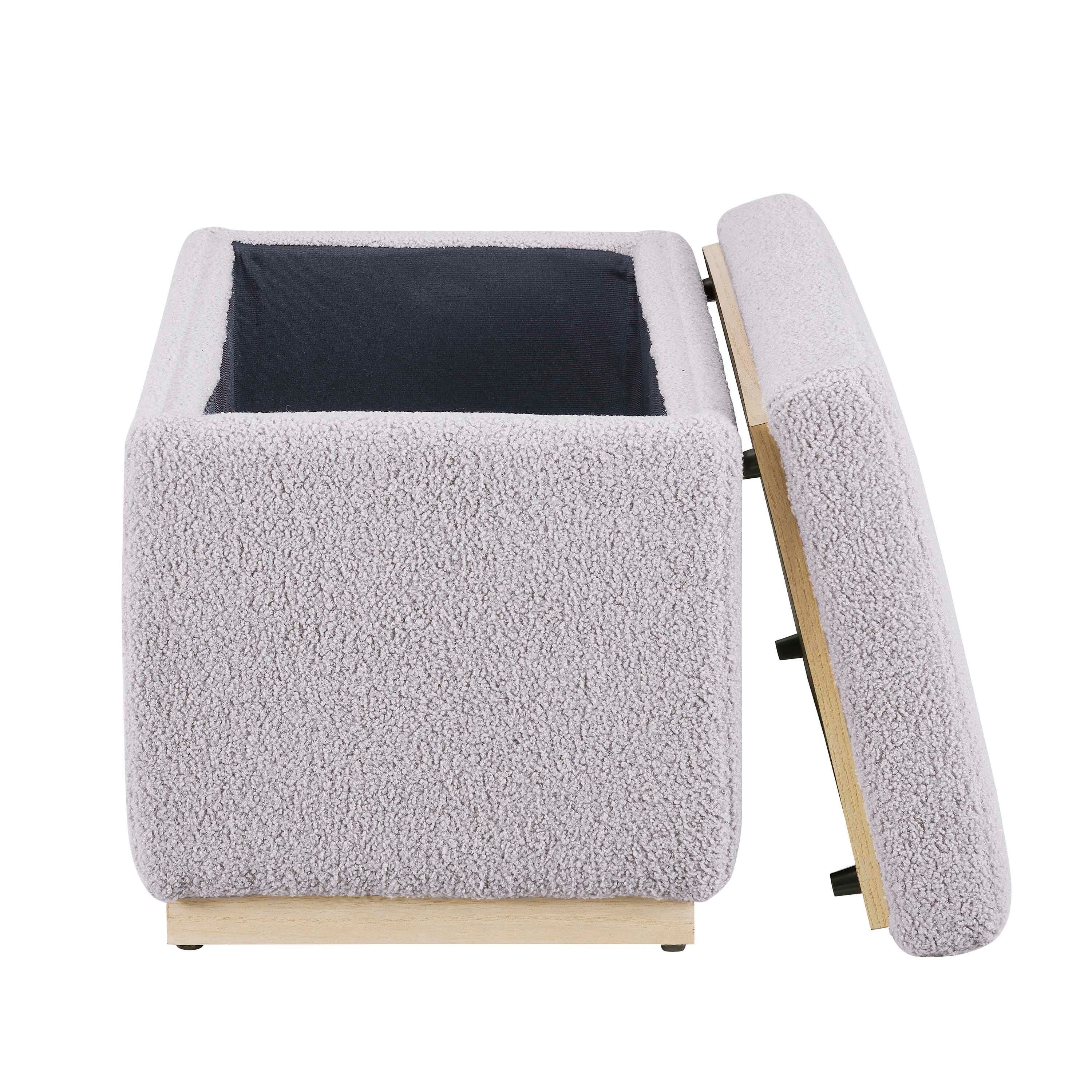 Linon Bridget Bridget Rectangle Ottoman, Light Gray, large