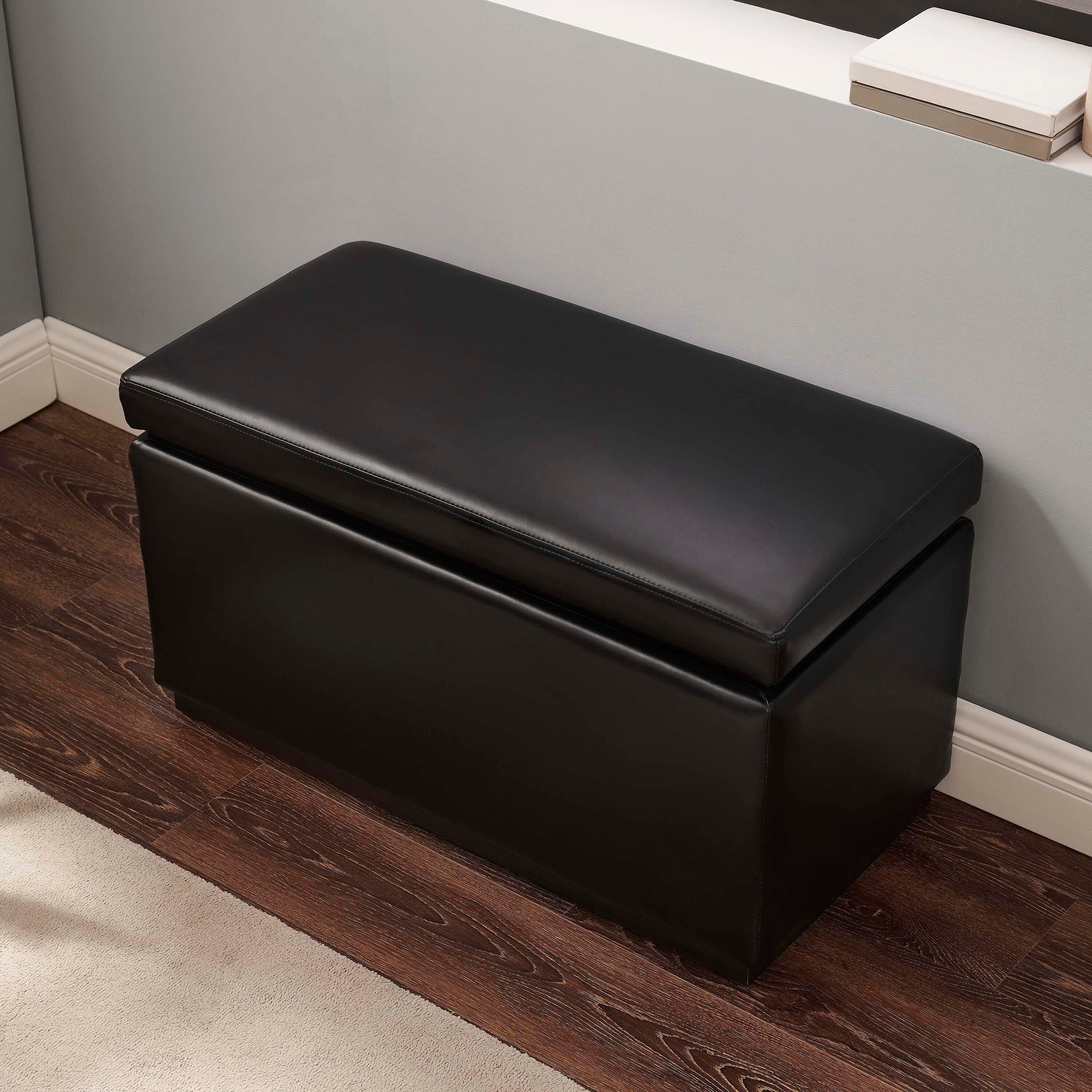 Linon Bridget Bridget Rectangle Ottoman, Black, large
