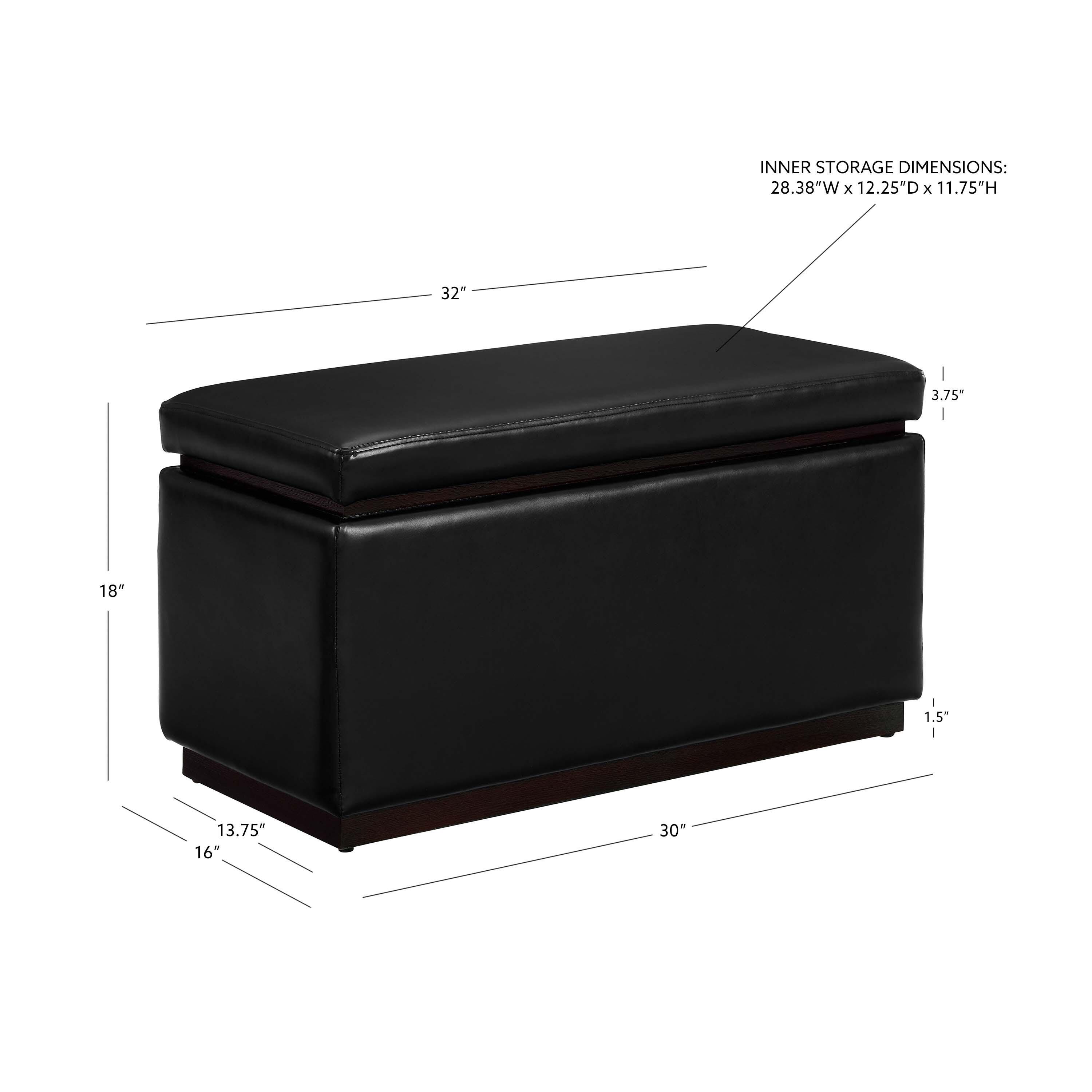 Linon Bridget Bridget Rectangle Ottoman, Black, large