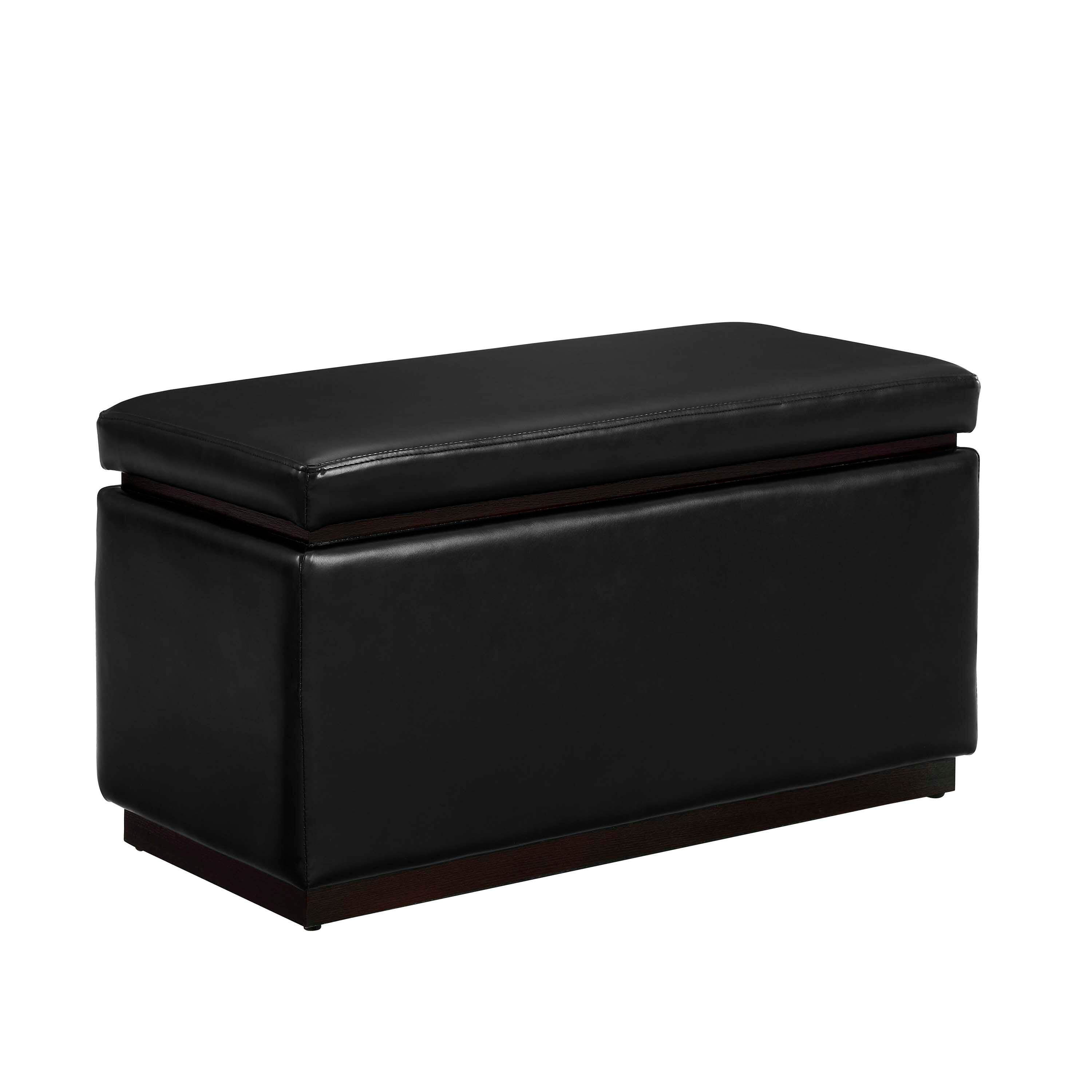 Linon Bridget Rectangle Ottoman, Black, large