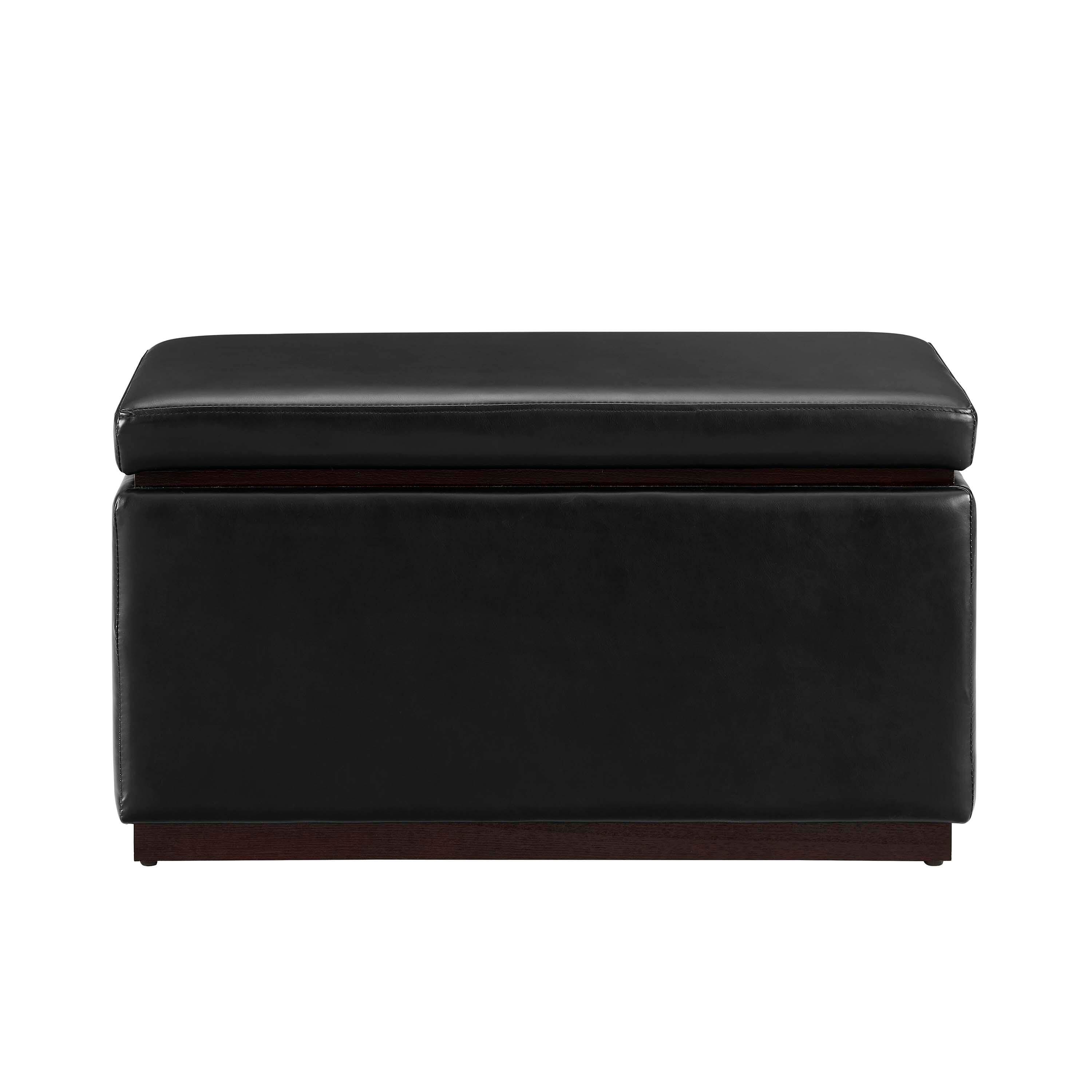 Linon Bridget Bridget Rectangle Ottoman, Black, large