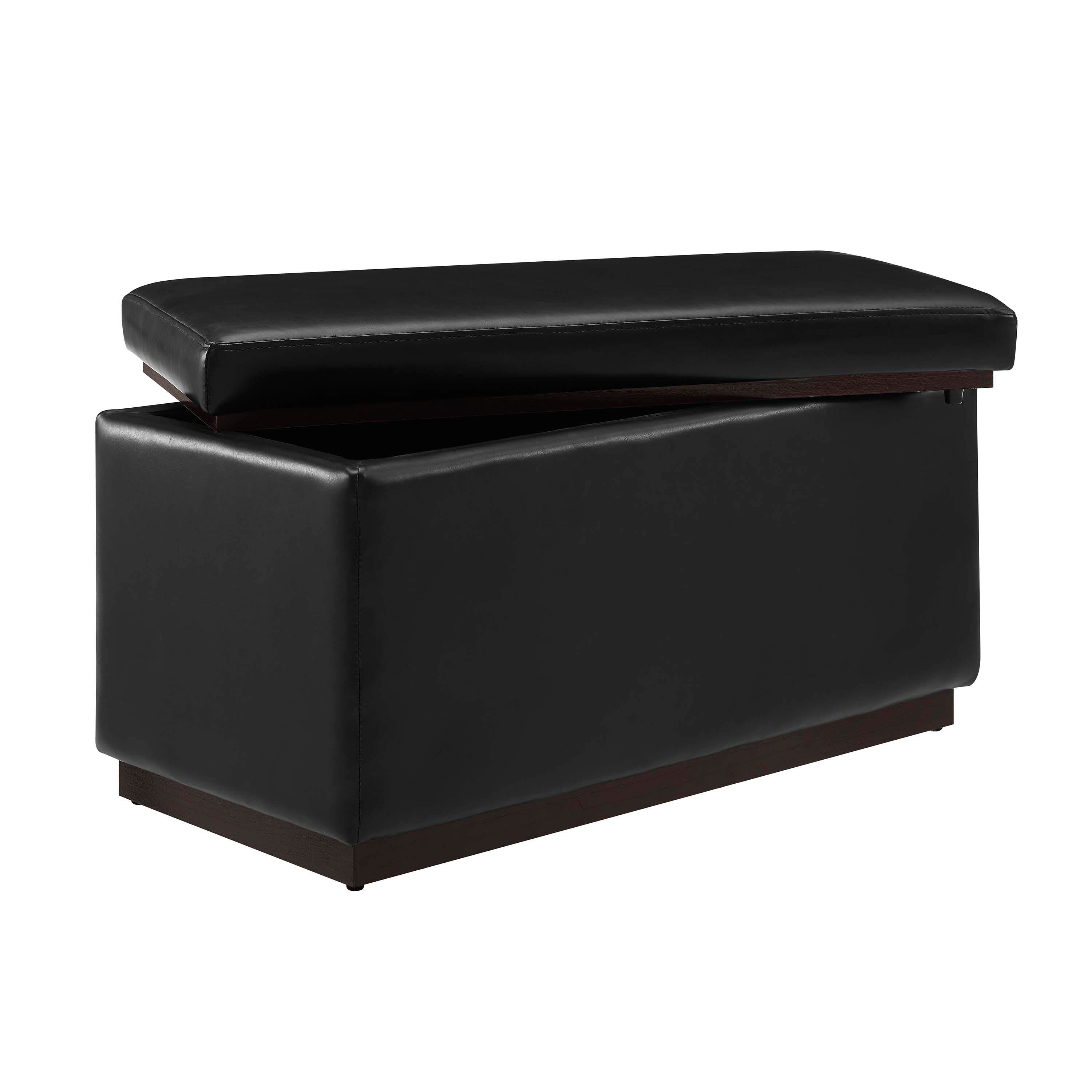 Linon Bridget Bridget Rectangle Ottoman, Black, large