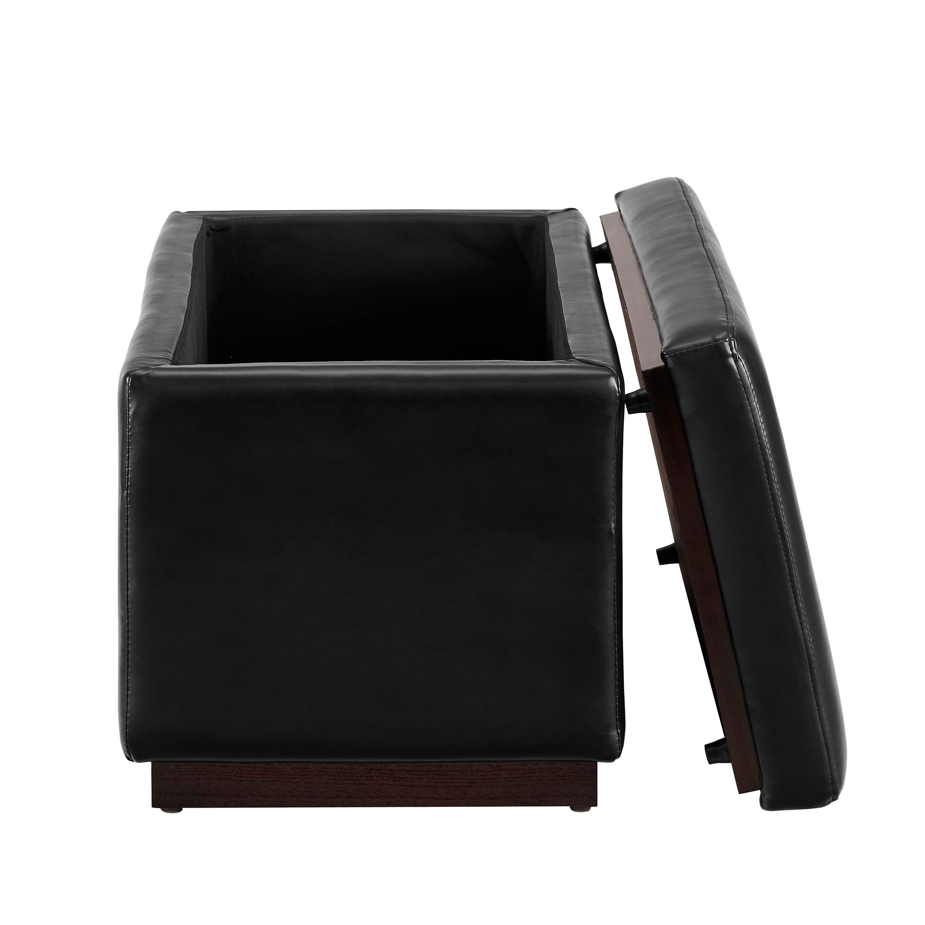Linon Bridget Bridget Rectangle Ottoman, Black, large