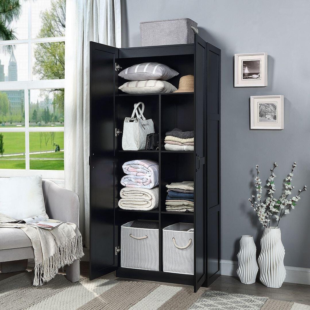 Hopkins Storage Closet with 7 Shelves, Black, large