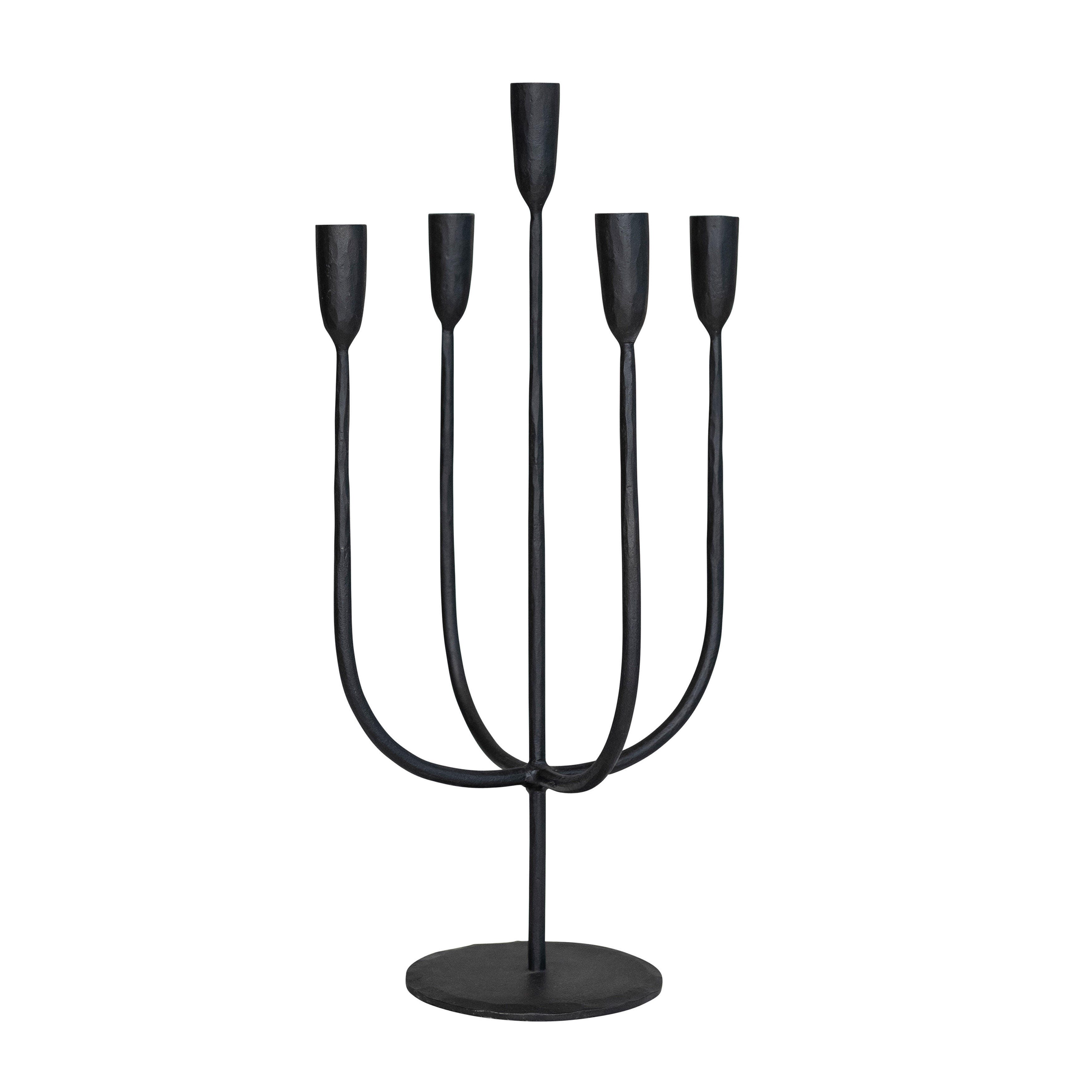 Storied Home Round Hand-Forged 5 Taper Candelabra, , large