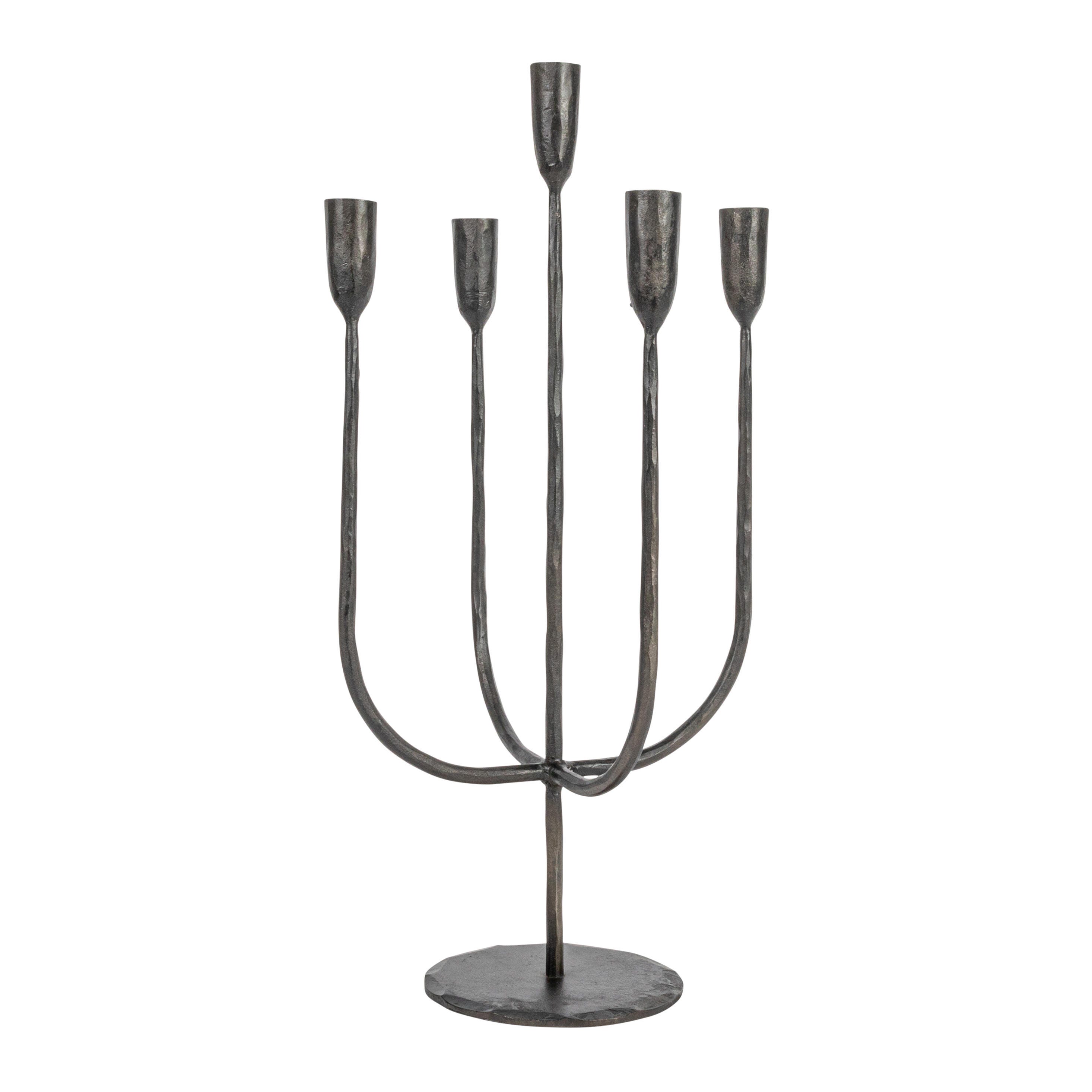 Storied Home Round Hand-Forged 5 Taper Candelabra, , large