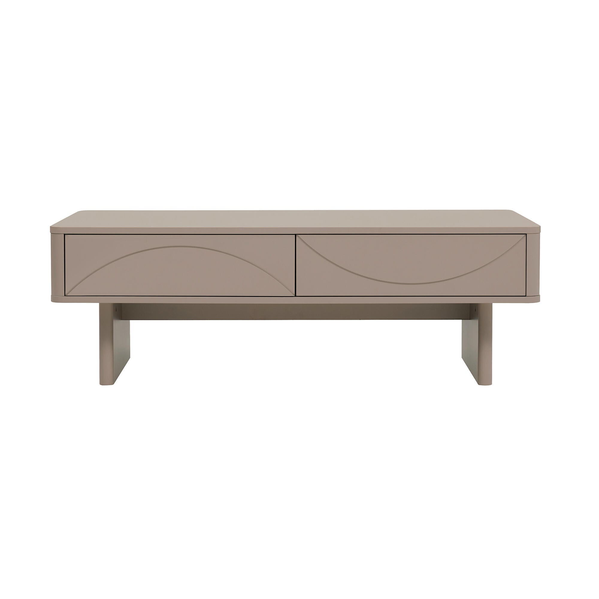 Manhattan Comfort Ella 2 Drawer Coffee Table, Mocha, large