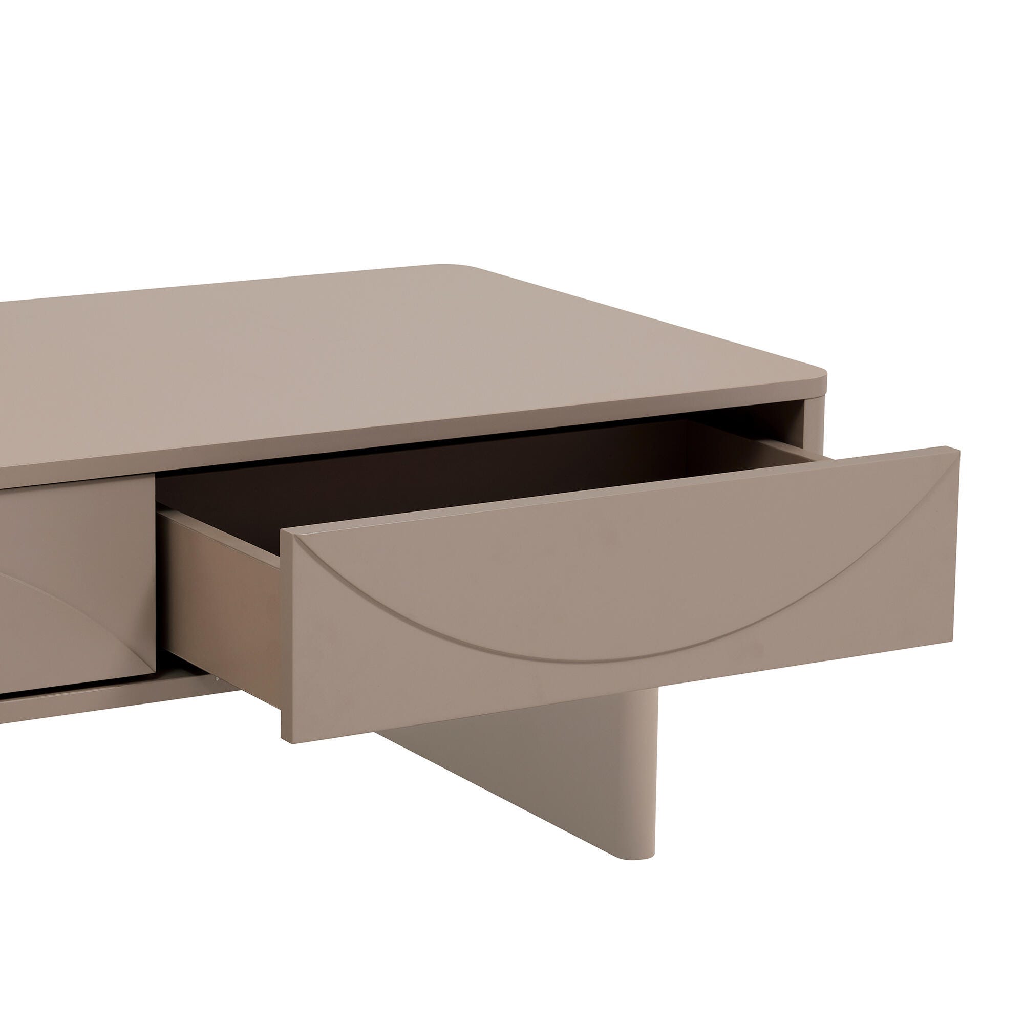 Manhattan Comfort Ella 2 Drawer Coffee Table, Mocha, large