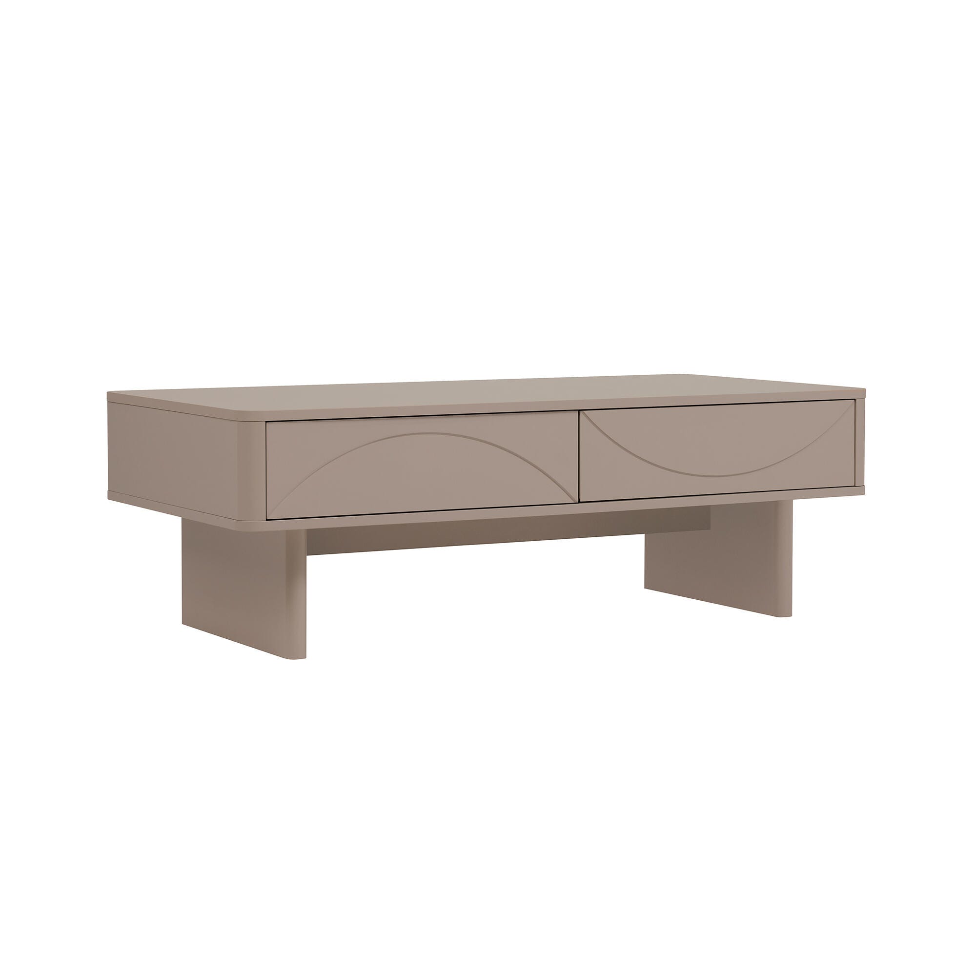 Manhattan Comfort Ella 2 Drawer Coffee Table, Mocha, large