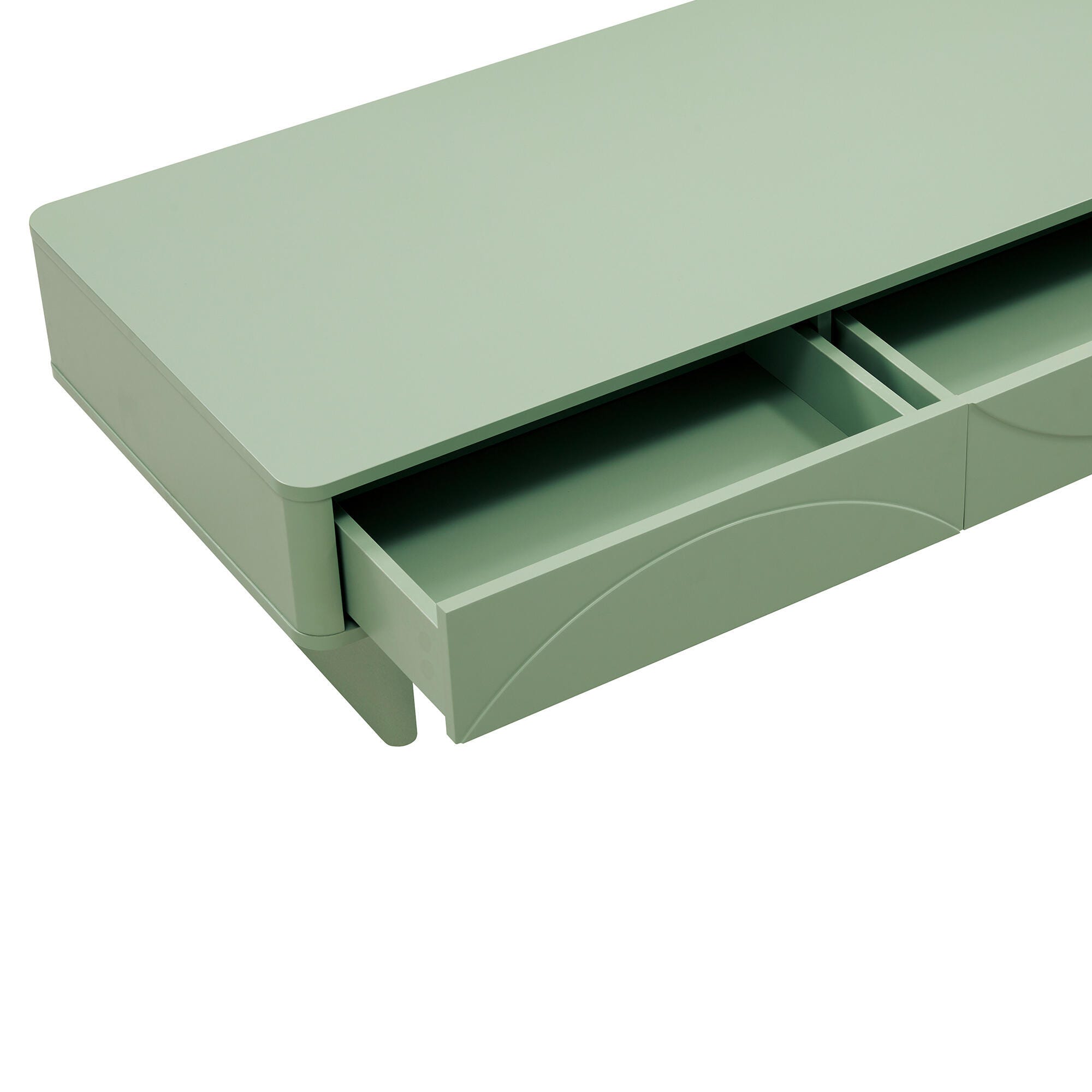 Manhattan Comfort Ella 2 Drawer Coffee Table, Sage Green, large