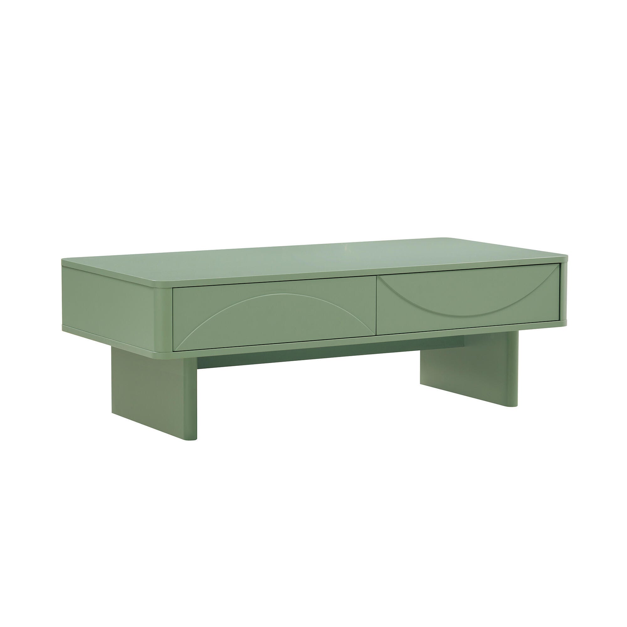 Manhattan Comfort Ella 2 Drawer Coffee Table, Sage Green, large