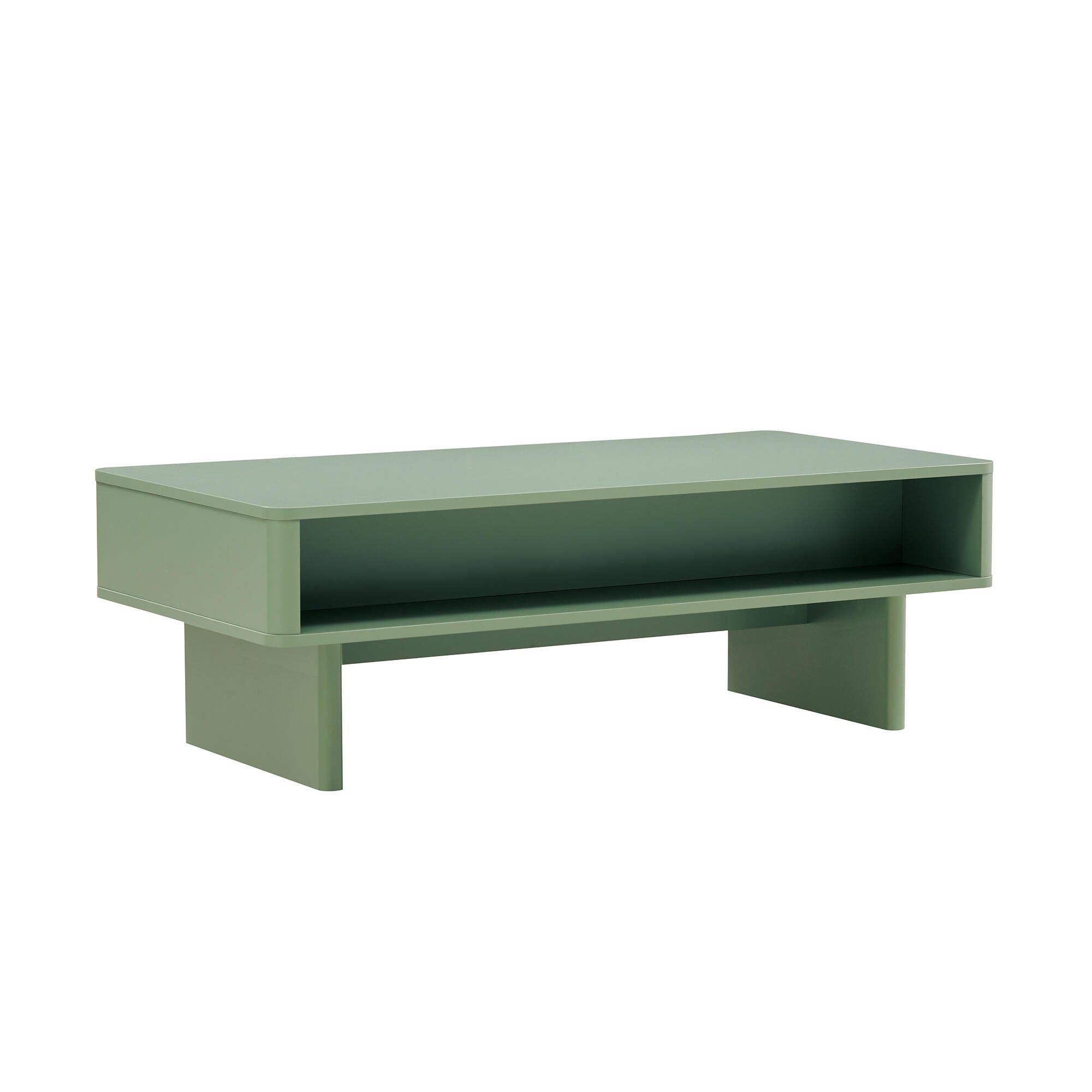 Manhattan Comfort Ella 2 Drawer Coffee Table, Sage Green, large