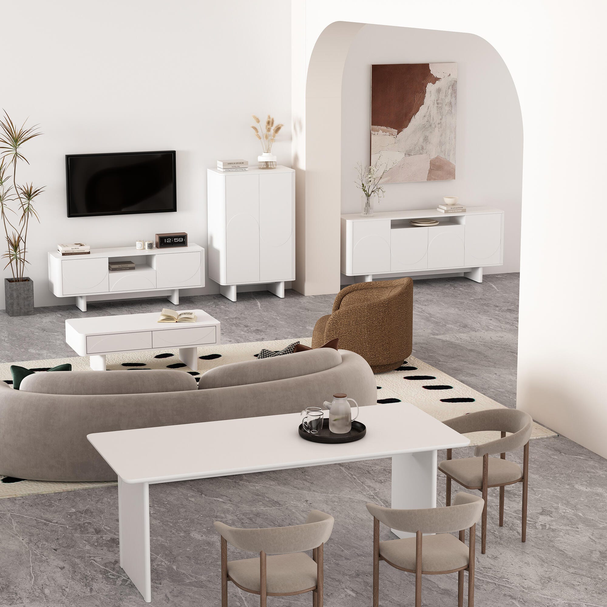 Manhattan Comfort Ella 2 Drawer Coffee Table, White, large