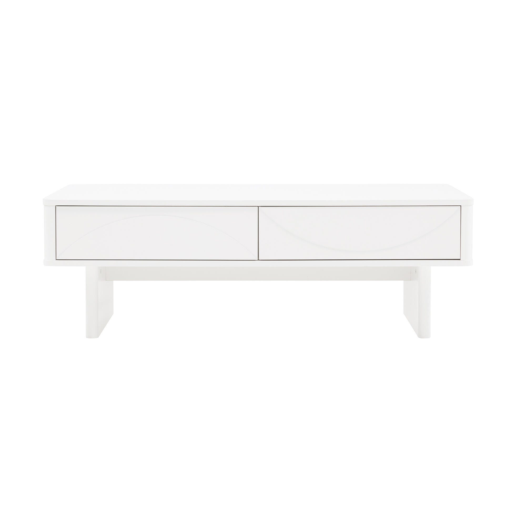 Manhattan Comfort Ella 2 Drawer Coffee Table, White, large