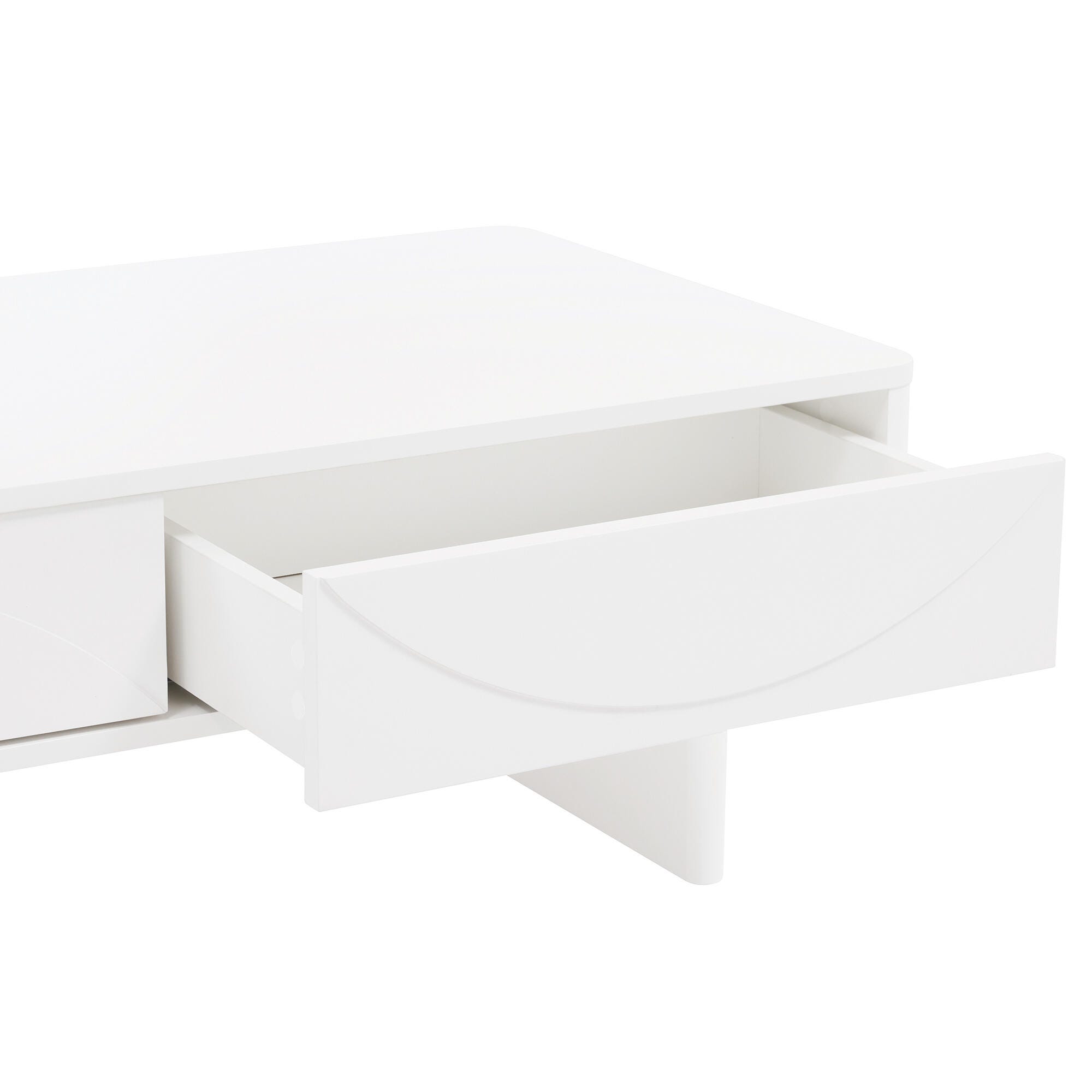 Manhattan Comfort Ella 2 Drawer Coffee Table, White, large