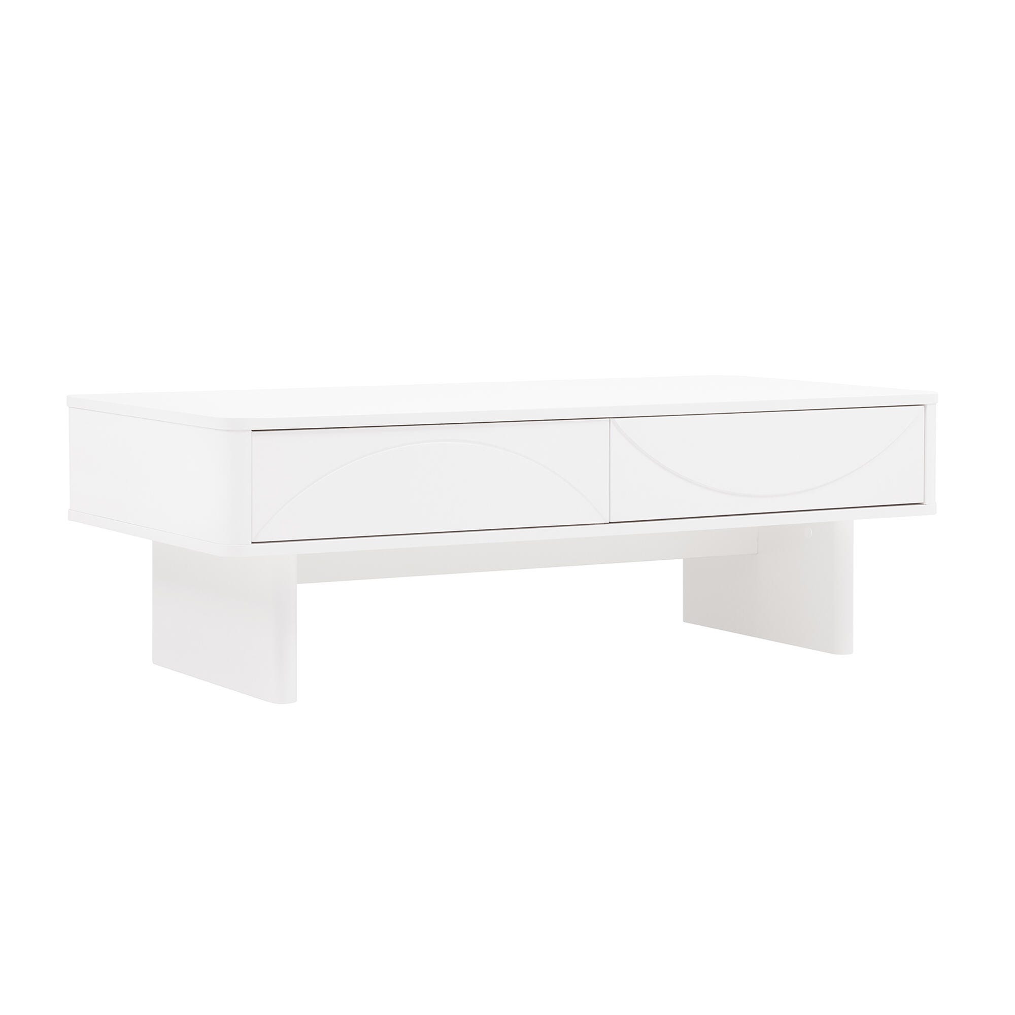 Manhattan Comfort Ella 2 Drawer Coffee Table, White, large