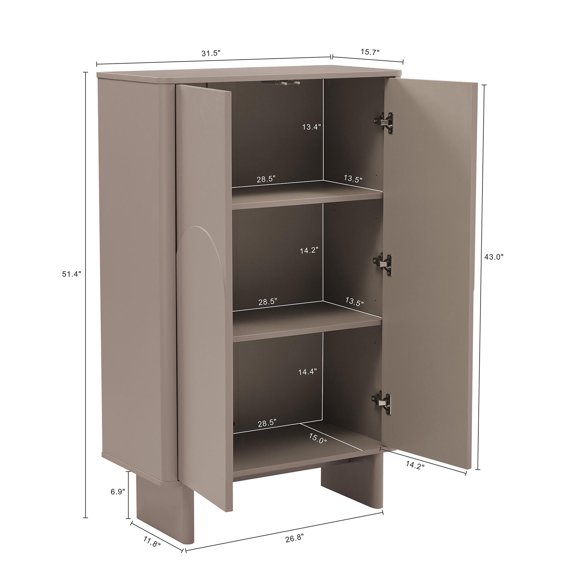 Manhattan Comfort Ella 32" Accent Cabinet, Mocha, large