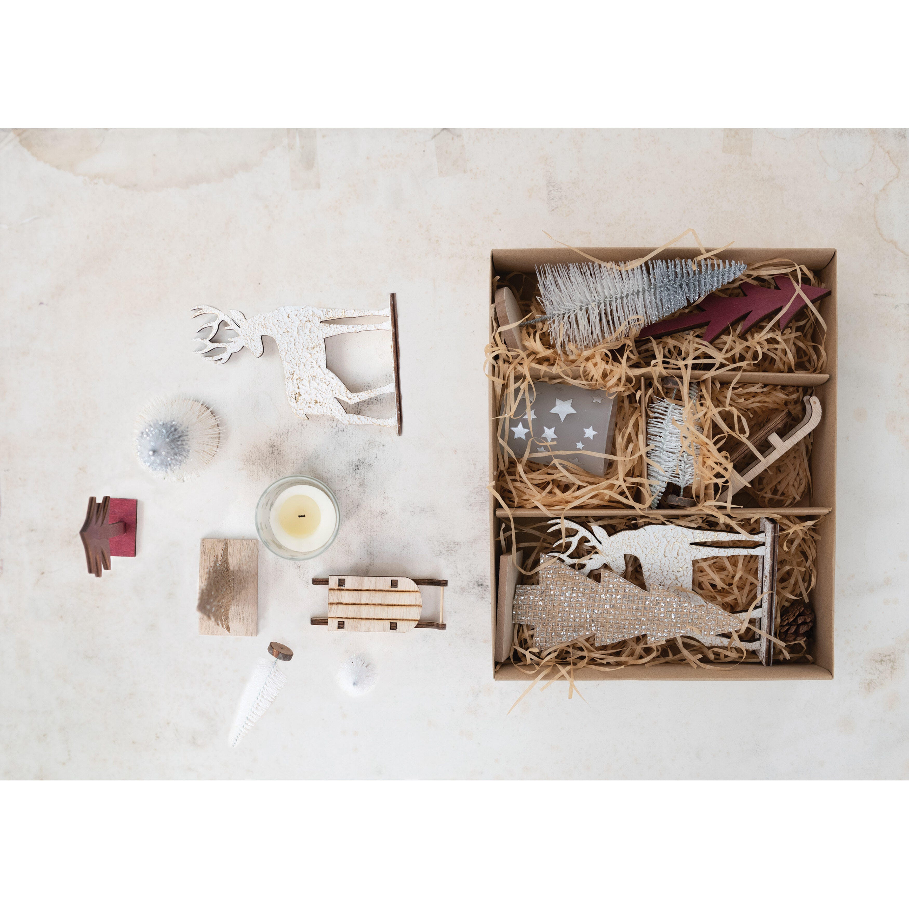 Storied Home Candle Garden Kit with Bottle Brush Trees, Tealight, Pinecones and Wood Figures, , rollover