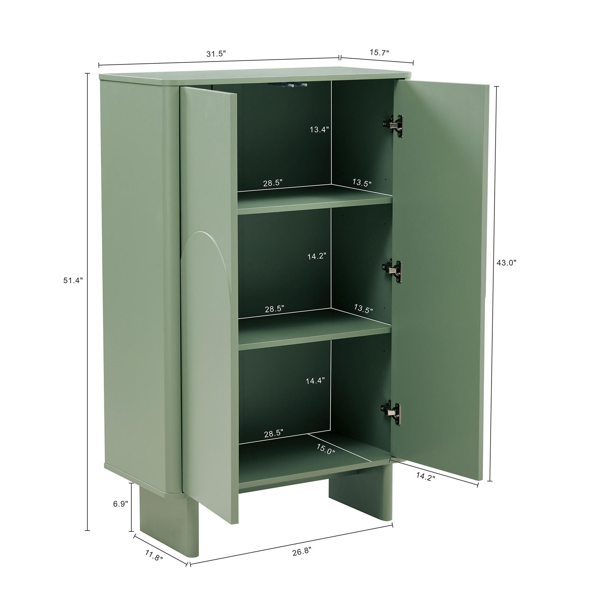 Manhattan Comfort Ella 32" Accent Cabinet, Sage Green, large