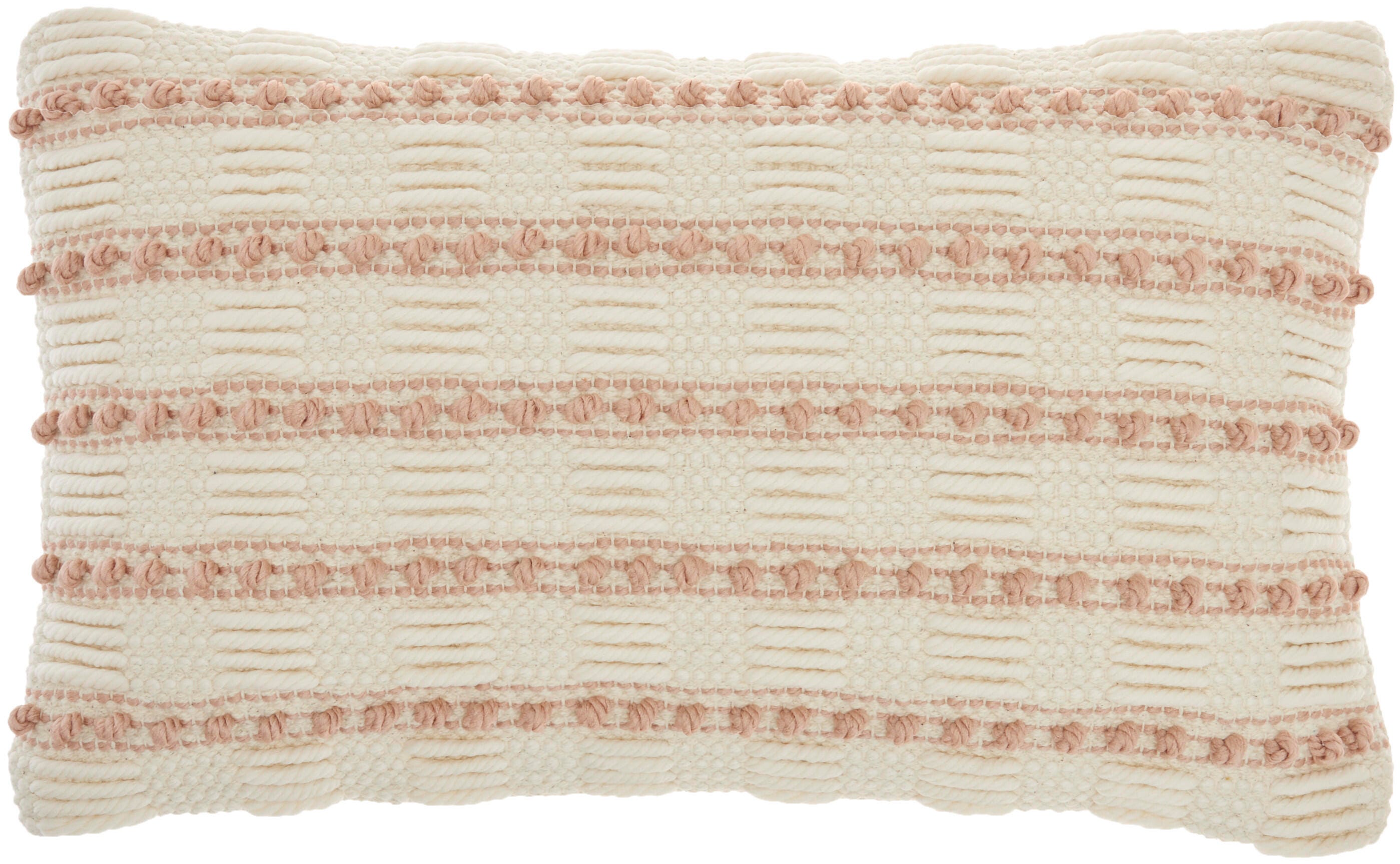 Mina Victory Woven Lines And Dots Indoor Throw Pillow, Blush, large
