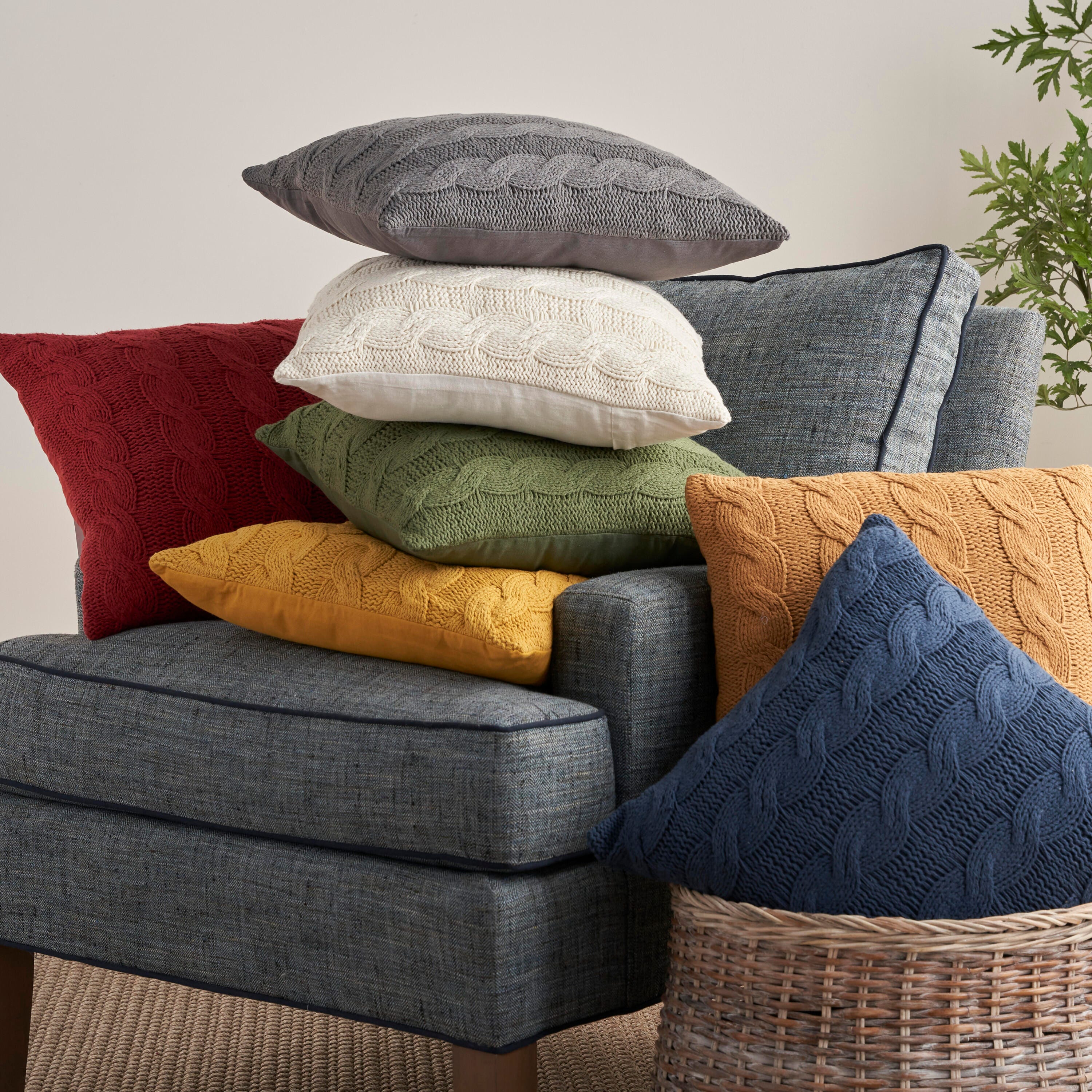 Mina Victory Cotton Knitted Indoor Throw Pillow (Set of 2), , large