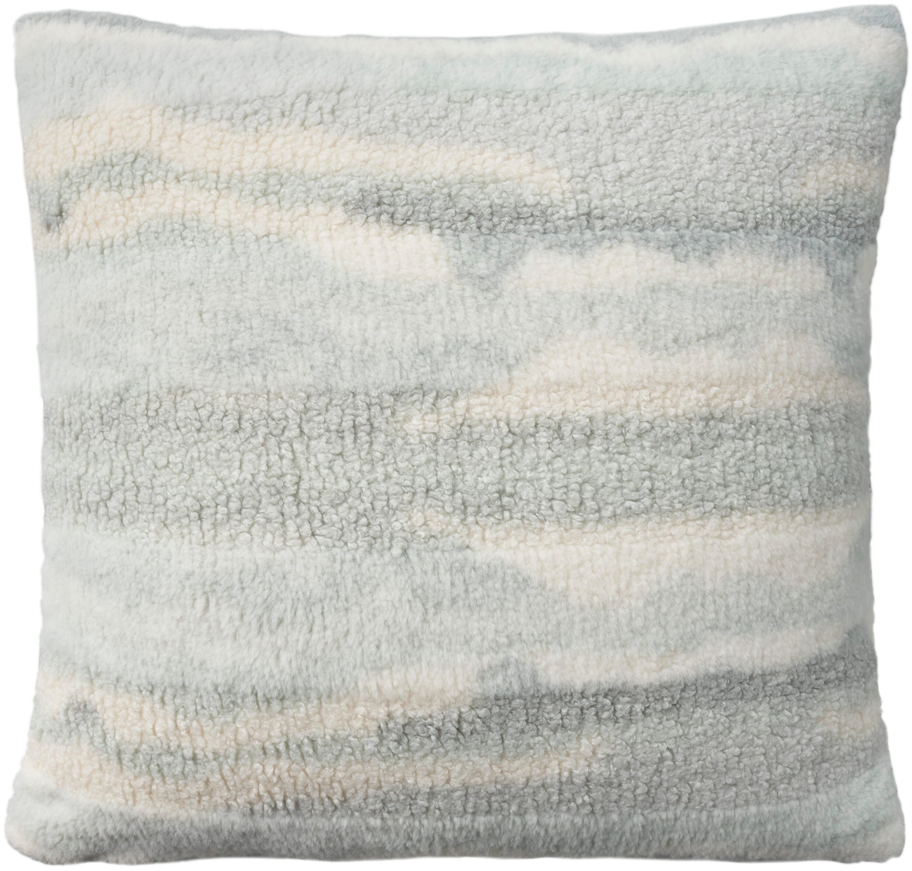 Mina Victory Faux Fur Jaquard Faux Fur Indoor Throw Pillow, Seafoam, large