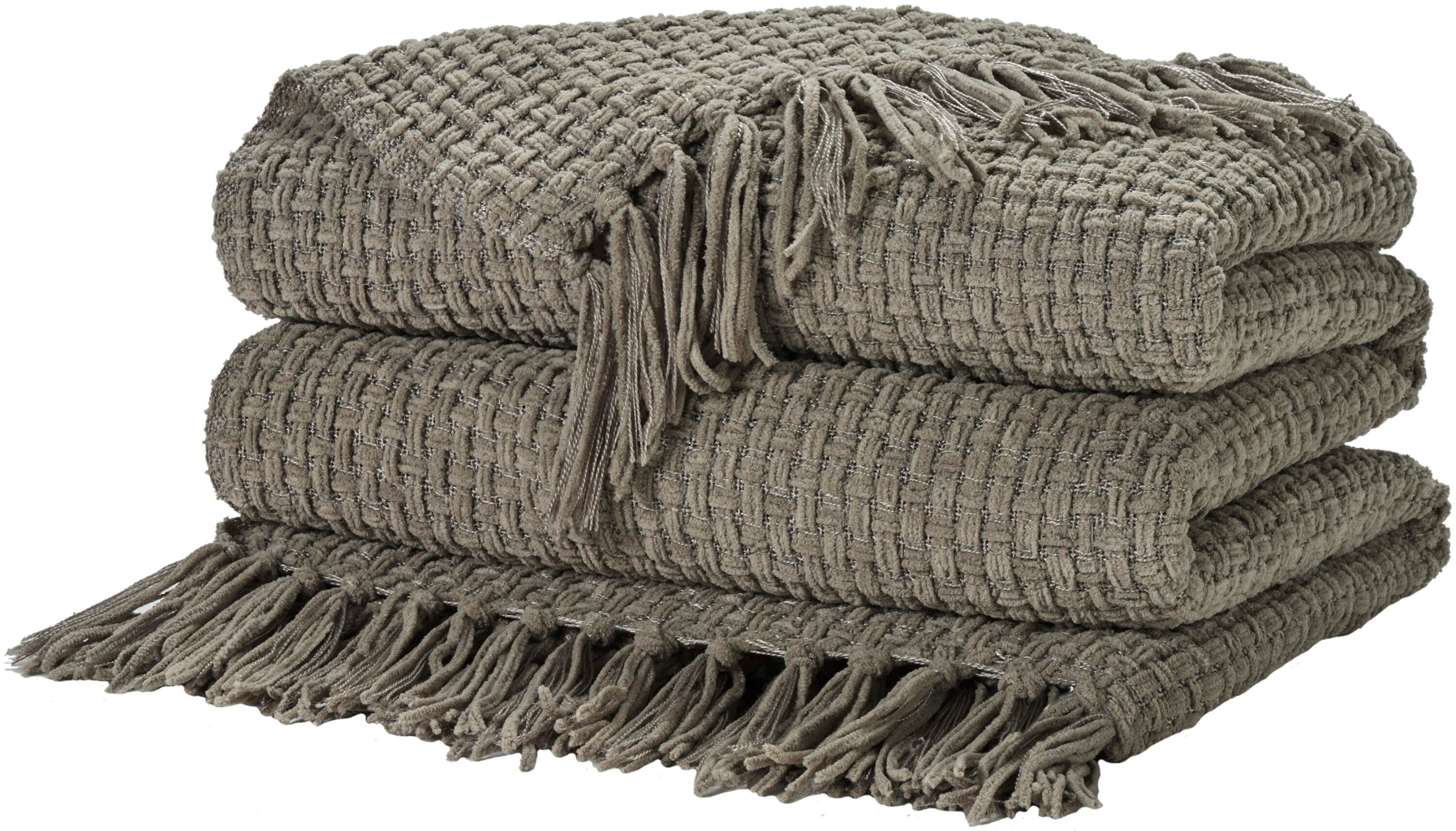 Mina Victory Woven Chenille Indoor Throw Blanket, Gray, large