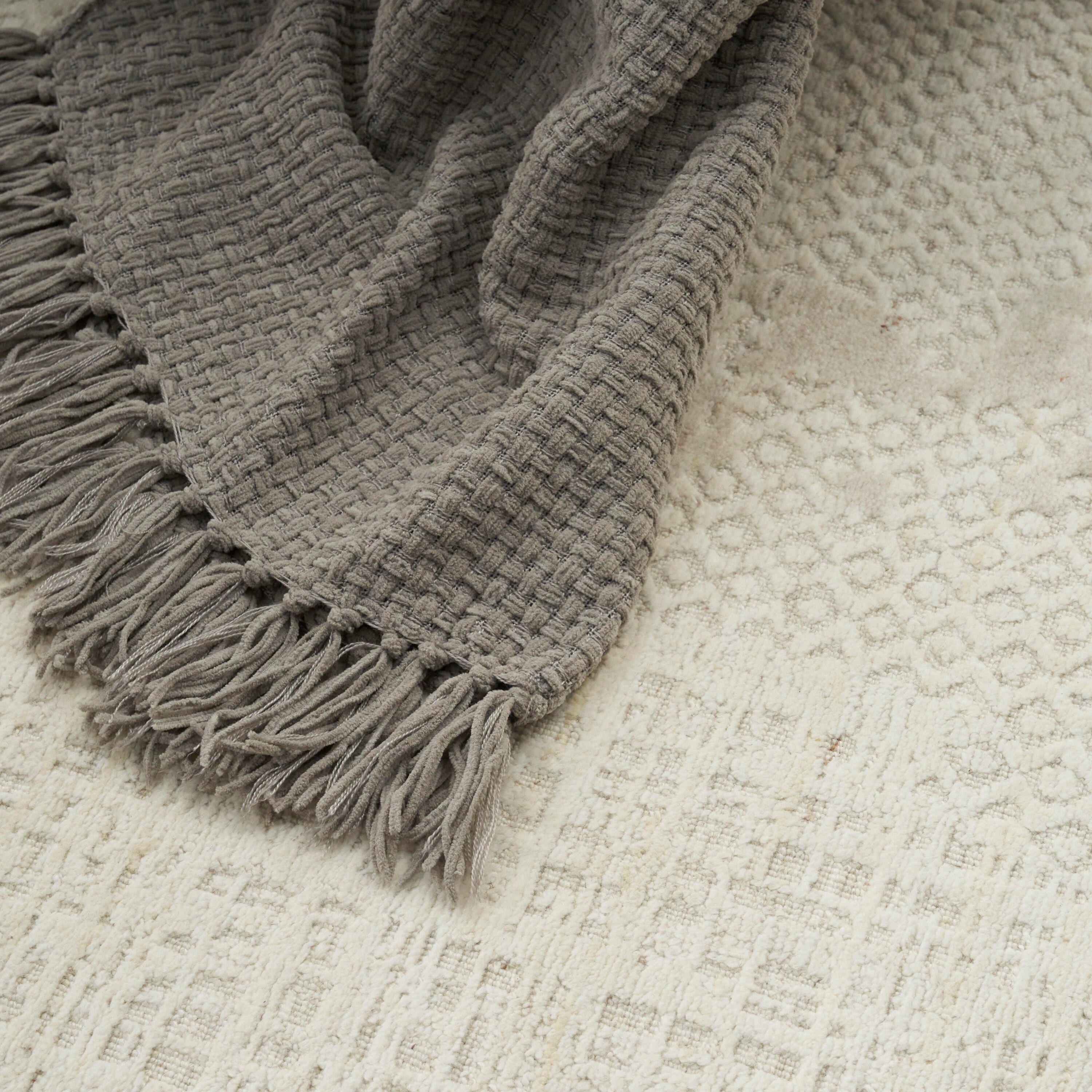 Mina Victory Woven Chenille Indoor Throw Blanket, Gray, large