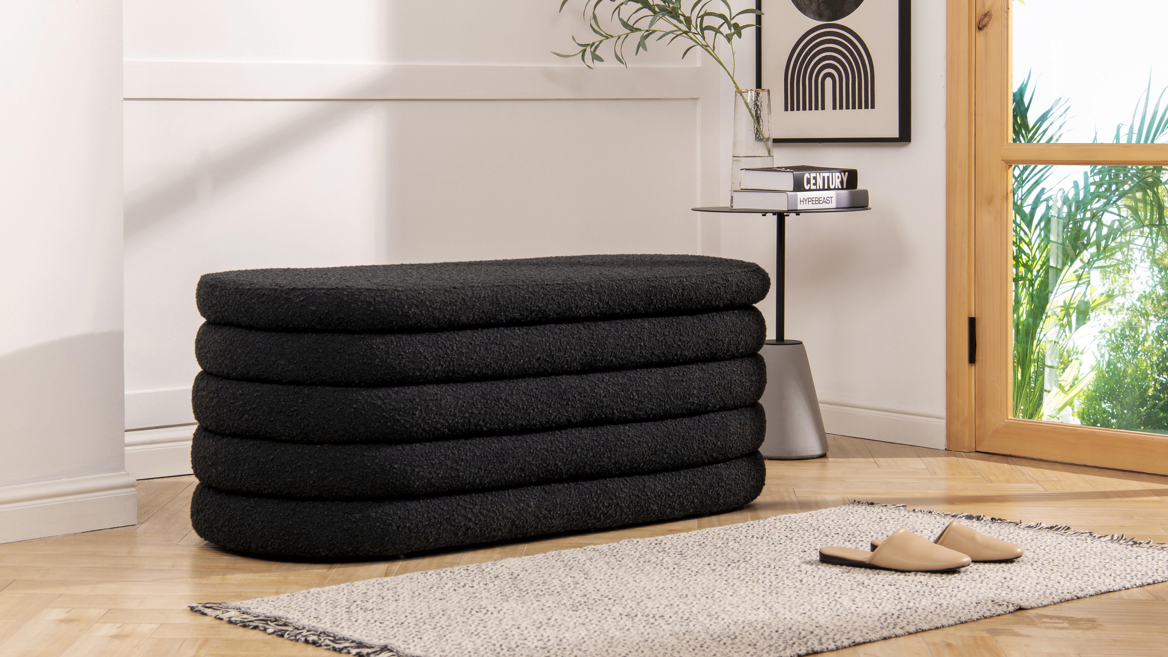 Jennifer Taylor Home Fuji Upholstered Oval Storage Bench, , large
